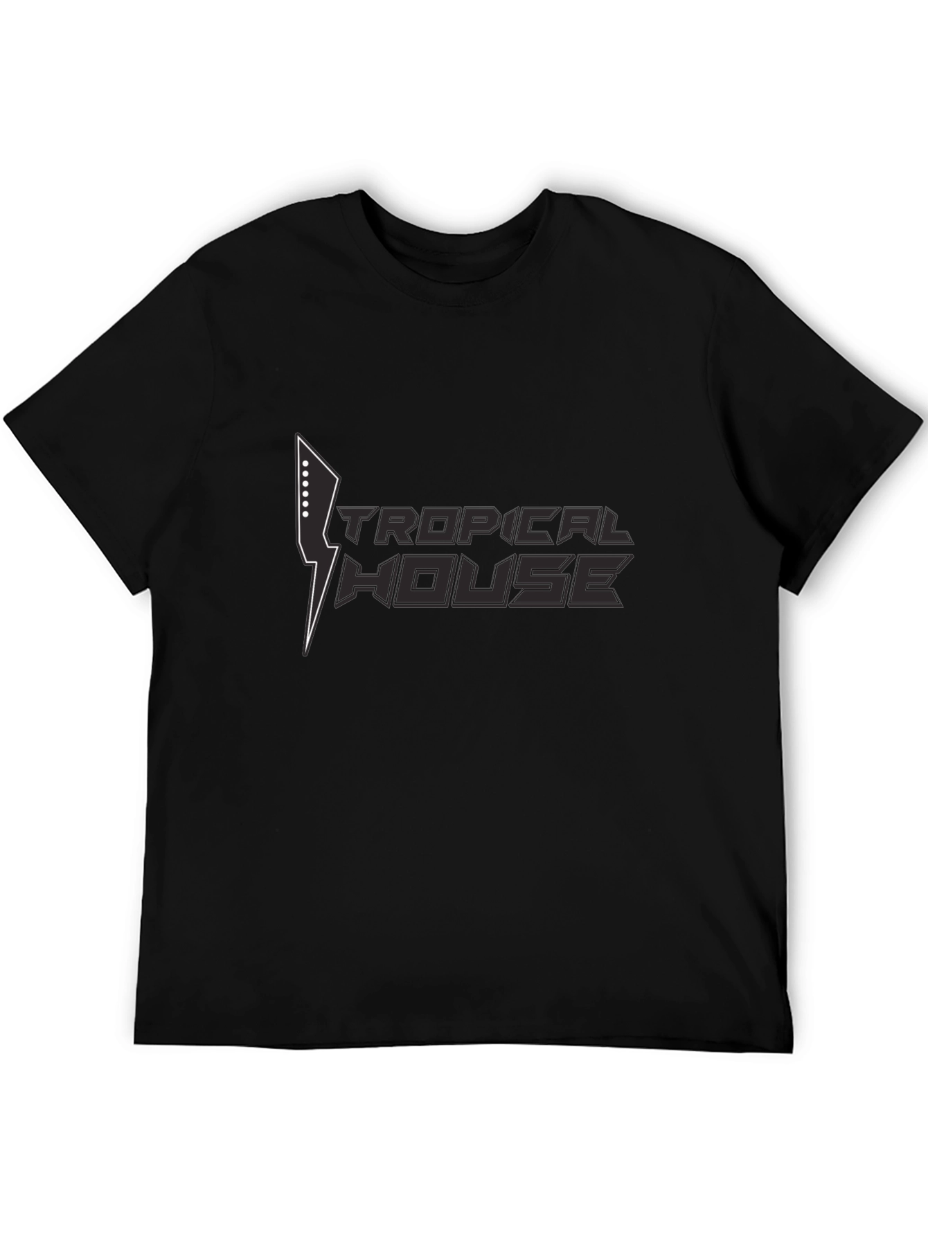 Tropical House Graphic Black T-Shirt