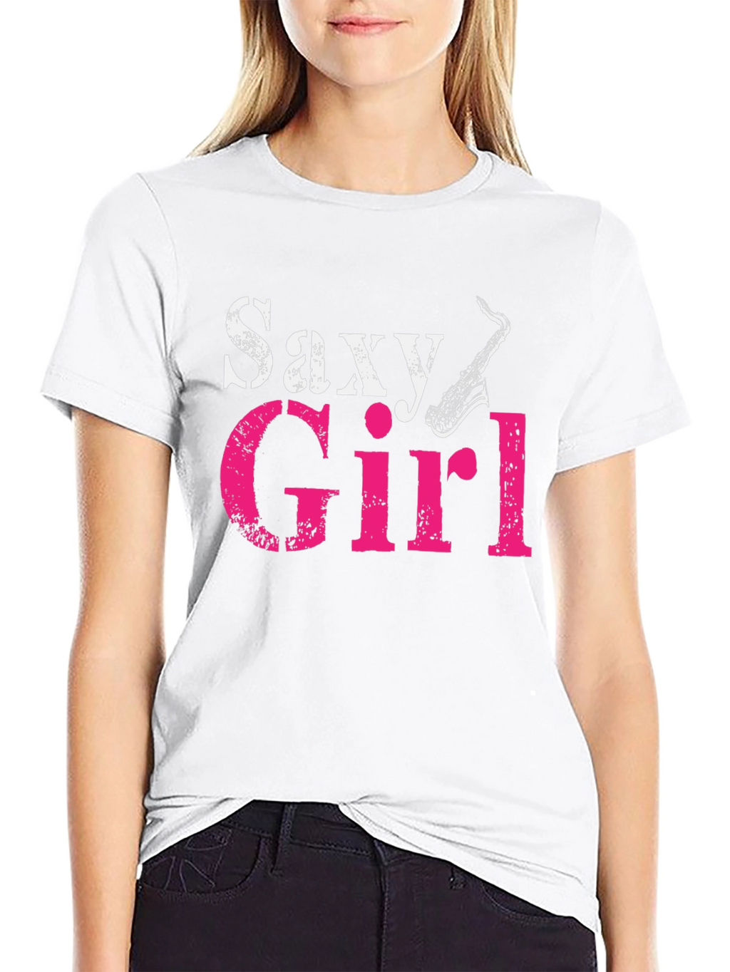 Saxy Girl Black T-Shirt - Music Lover Tee