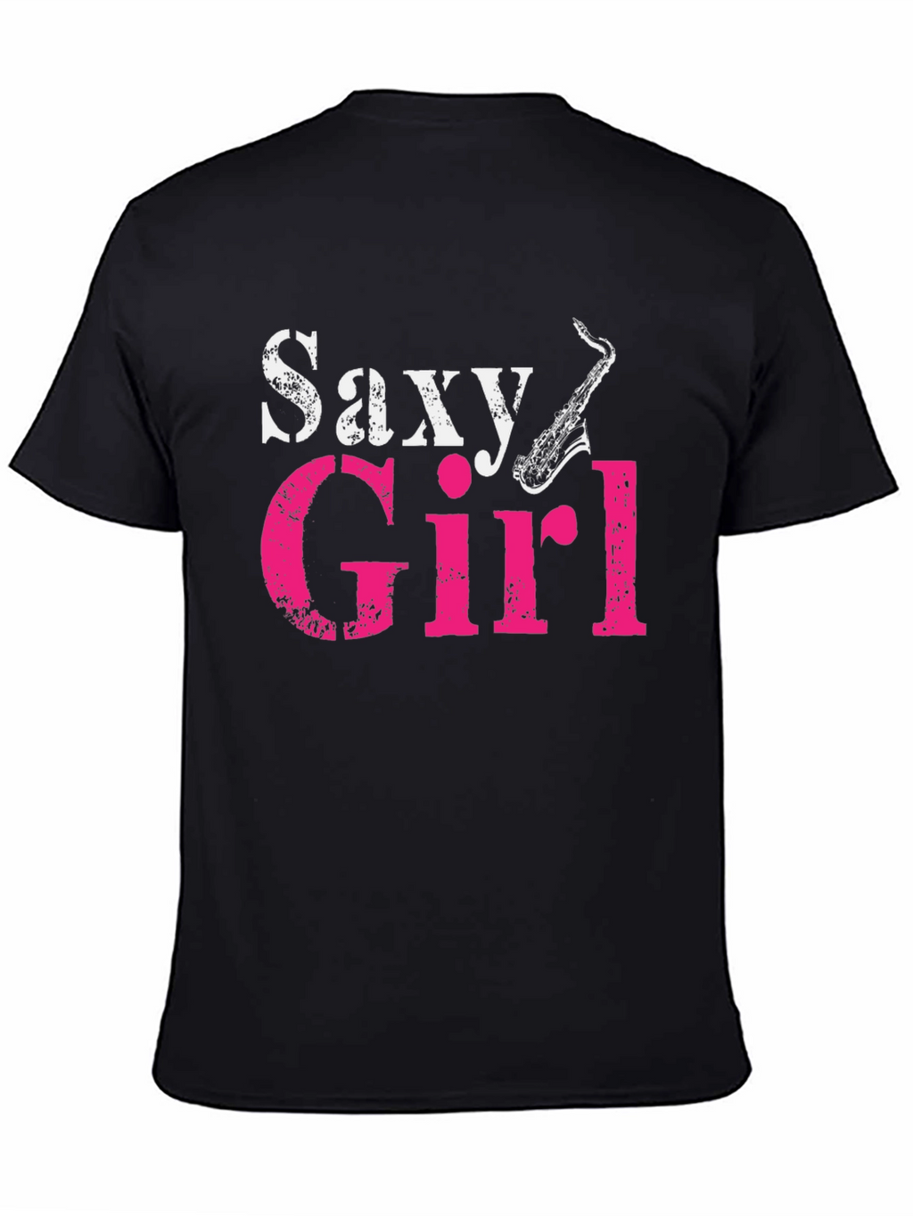Saxy Girl Black T-Shirt - Music Lover Tee