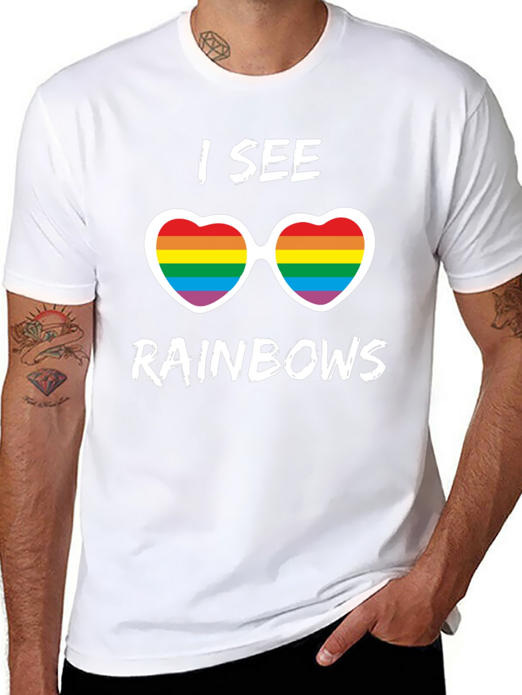 I See Rainbows Pride T-Shirt - Heart Sunglasses