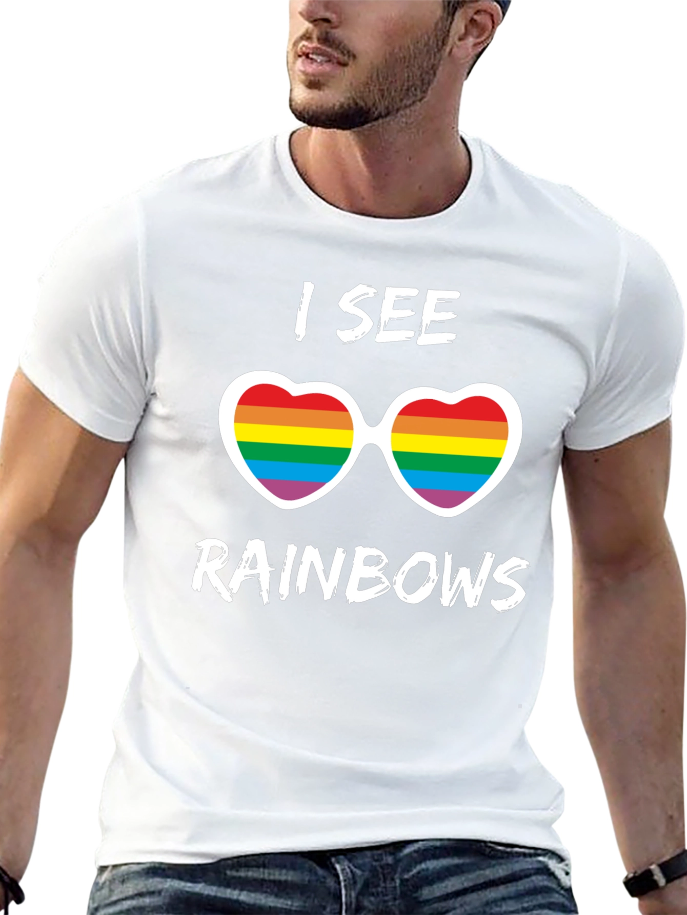 I See Rainbows Pride T-Shirt - Heart Sunglasses