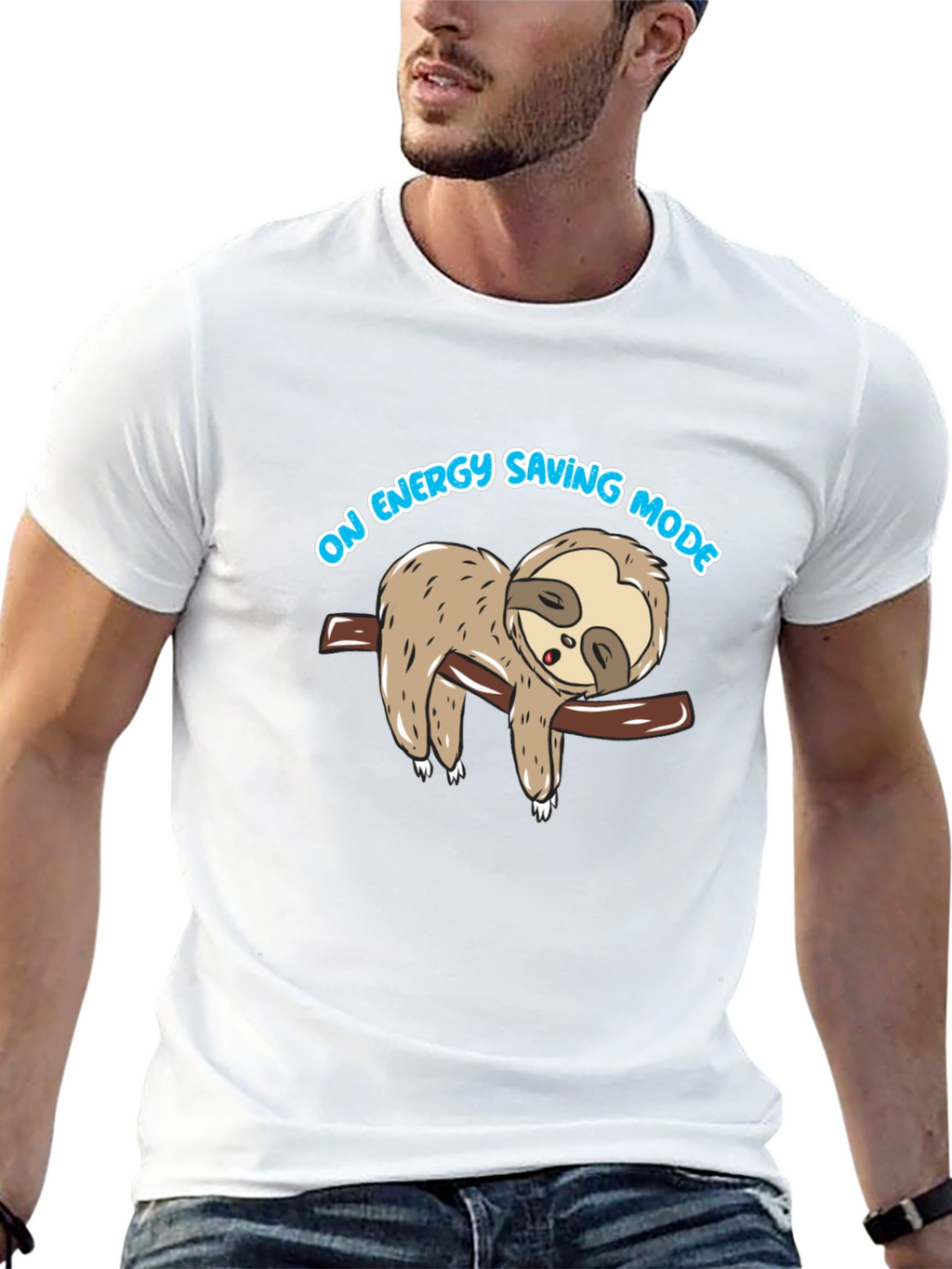 Energy Saving Mode Sloth Graphic Tee - Black