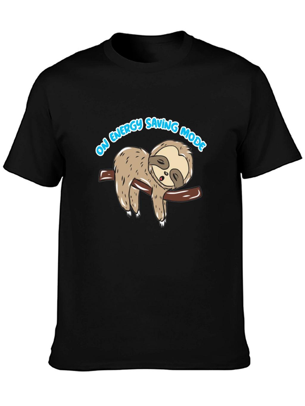 Energy Saving Mode Sloth Graphic Tee - Black