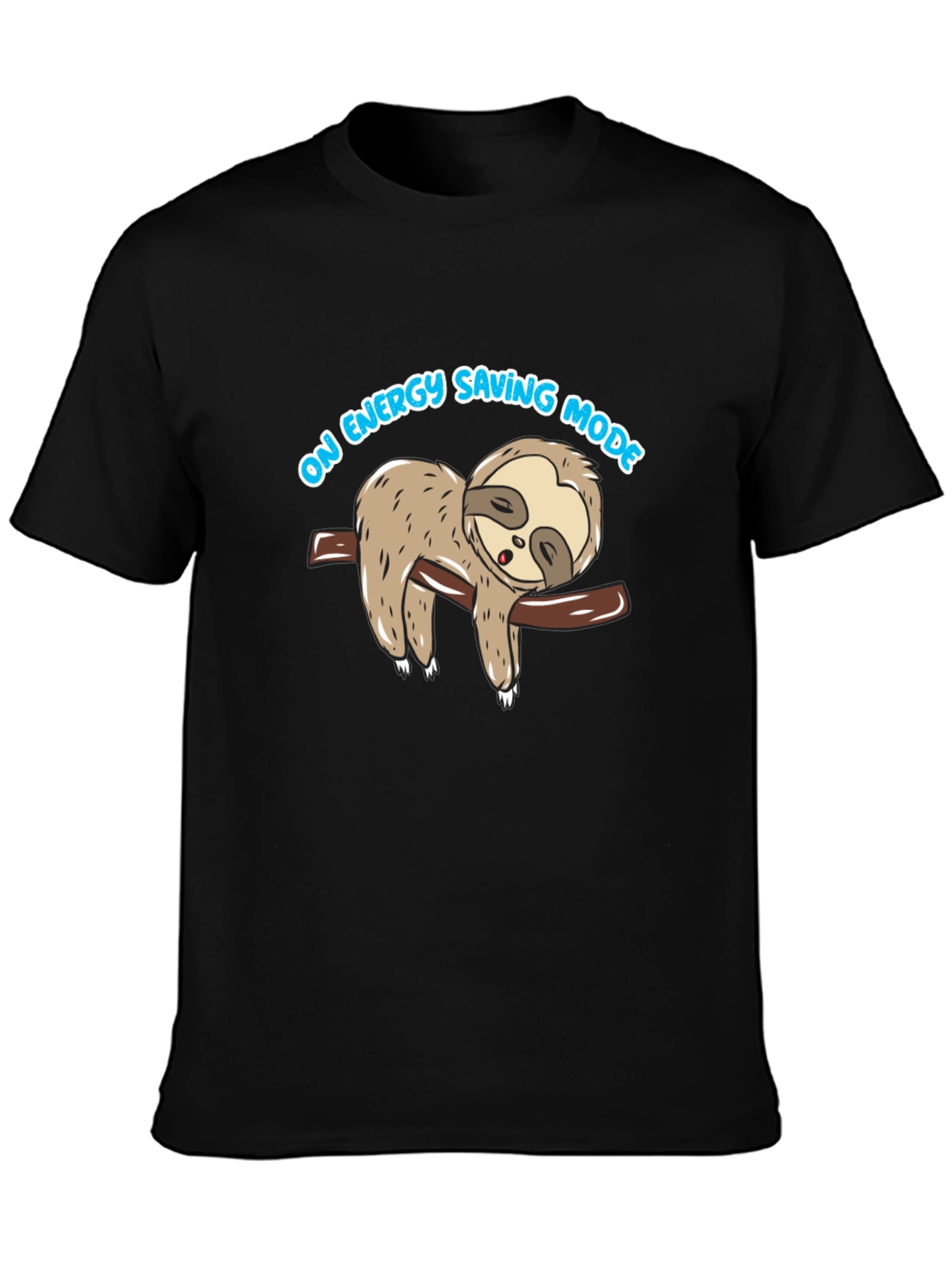 Energy Saving Mode Sloth Graphic Tee - Black