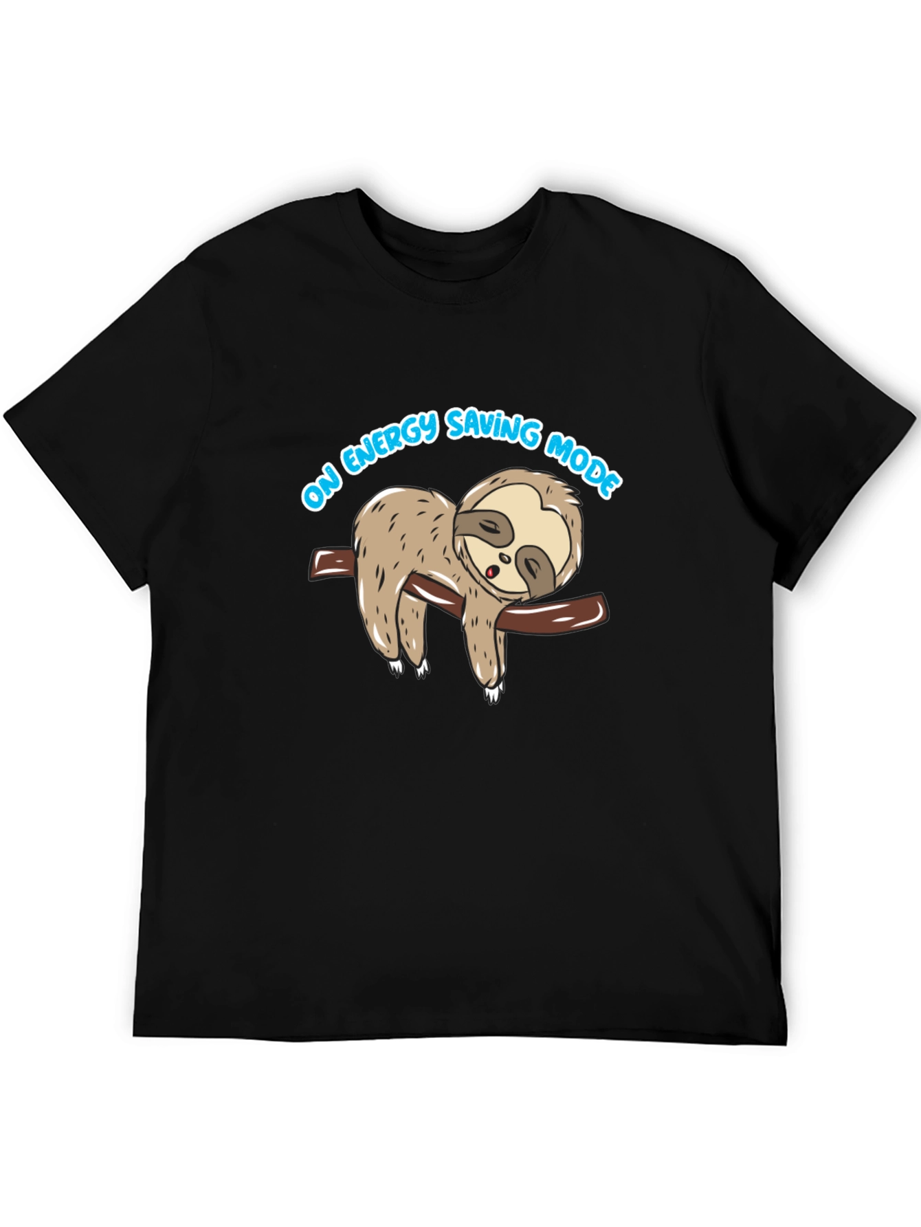 Energy Saving Mode Sloth Graphic Tee - Black