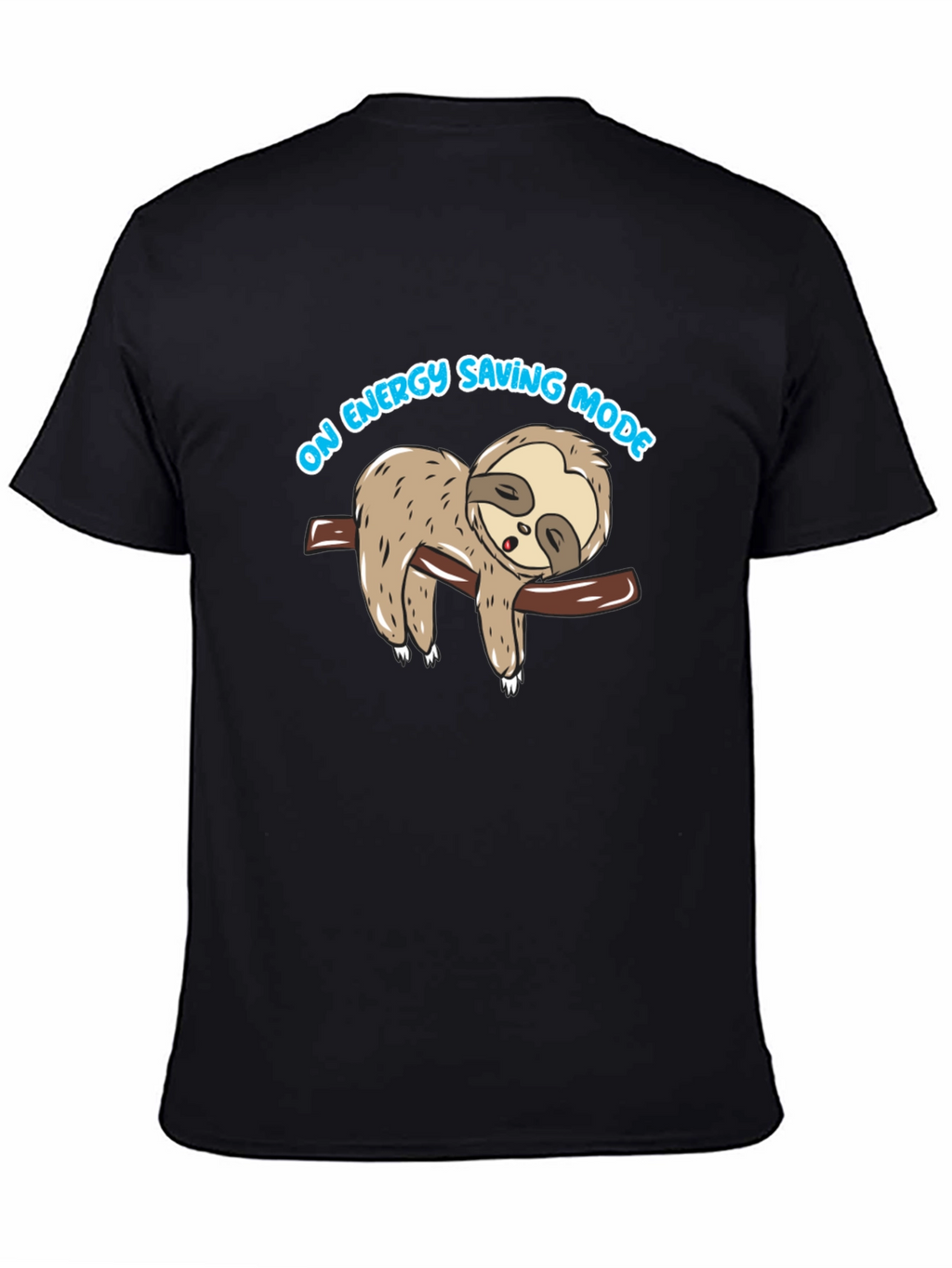 Energy Saving Mode Sloth Graphic Tee - Black