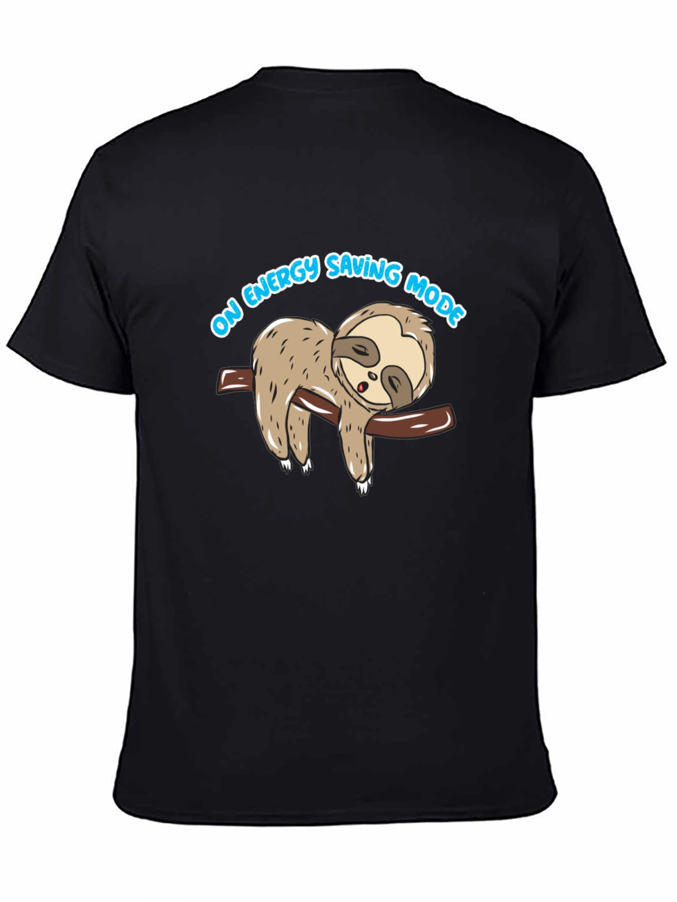 Energy Saving Mode Sloth Graphic Tee - Black