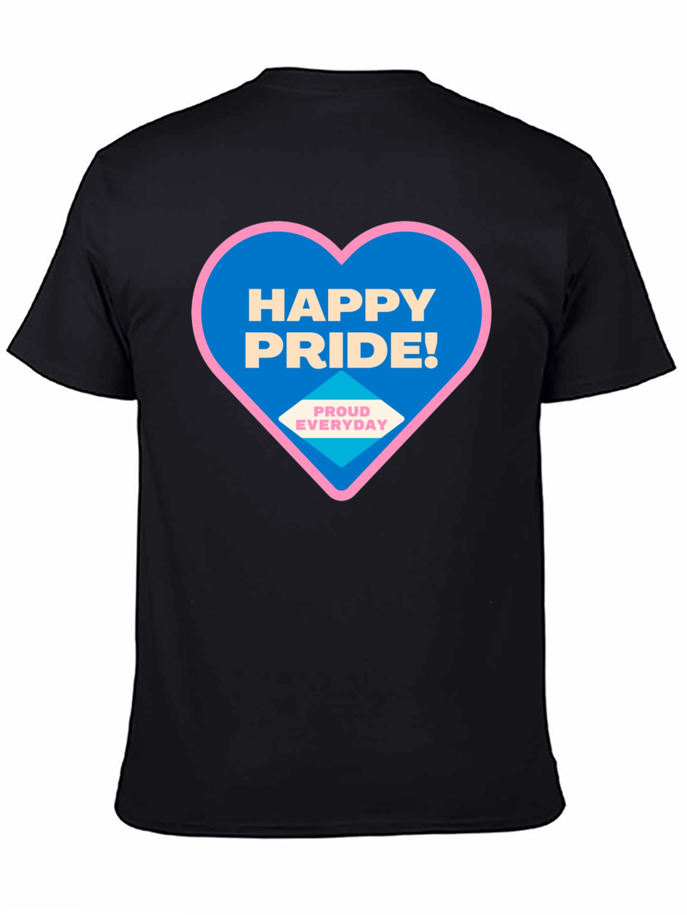 Happy Pride T-Shirt - Black Crew Neck