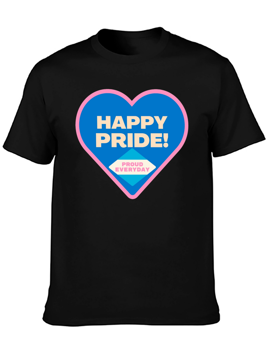 Happy Pride T-Shirt - Black Crew Neck