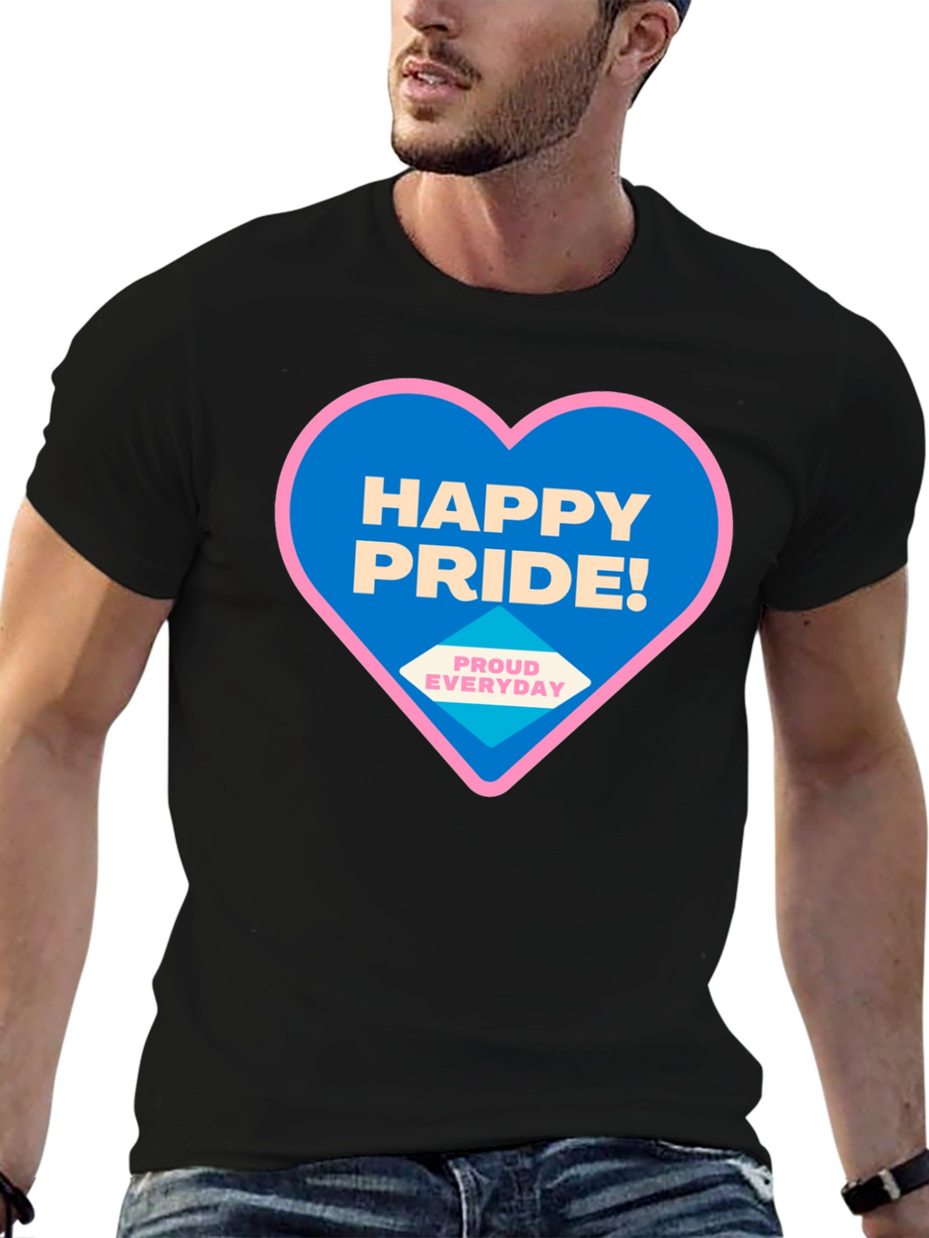 Happy Pride T-Shirt - Black Crew Neck