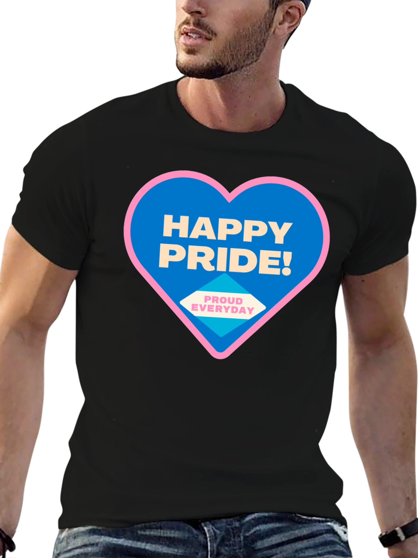 Happy Pride T-Shirt - Black Crew Neck