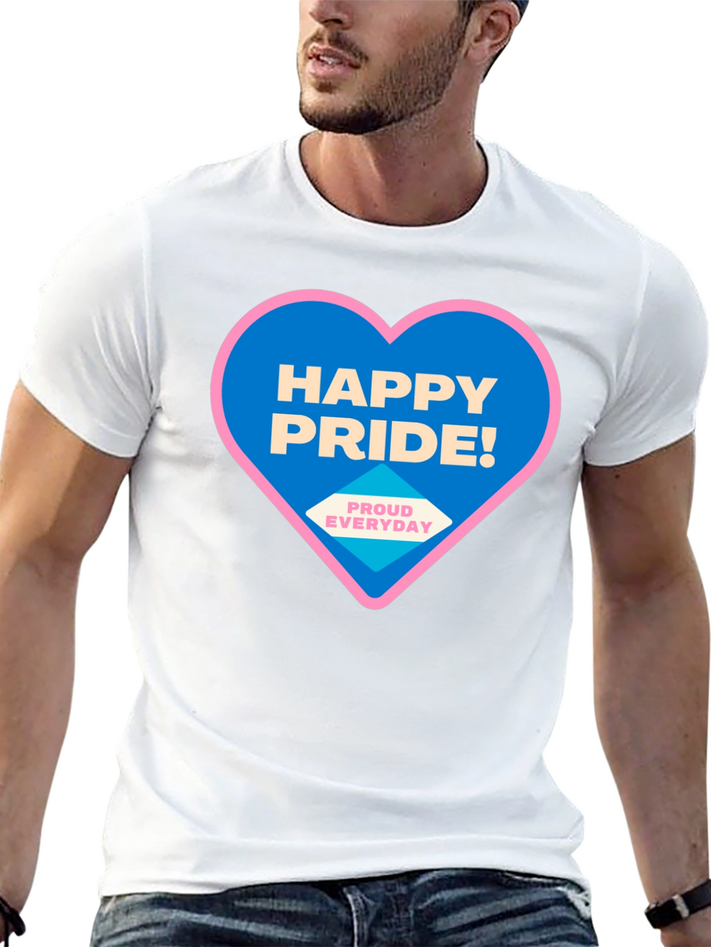 Happy Pride T-Shirt - Black Crew Neck