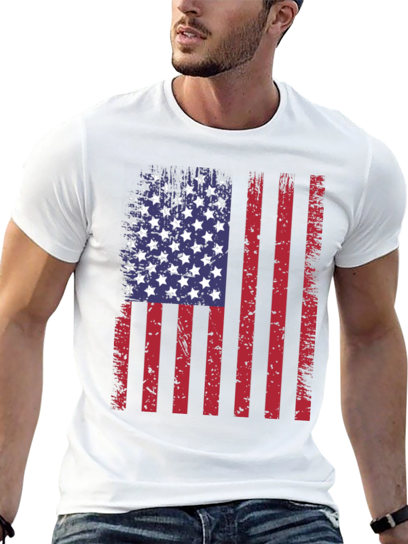 Distressed American Flag Graphic T-Shirt