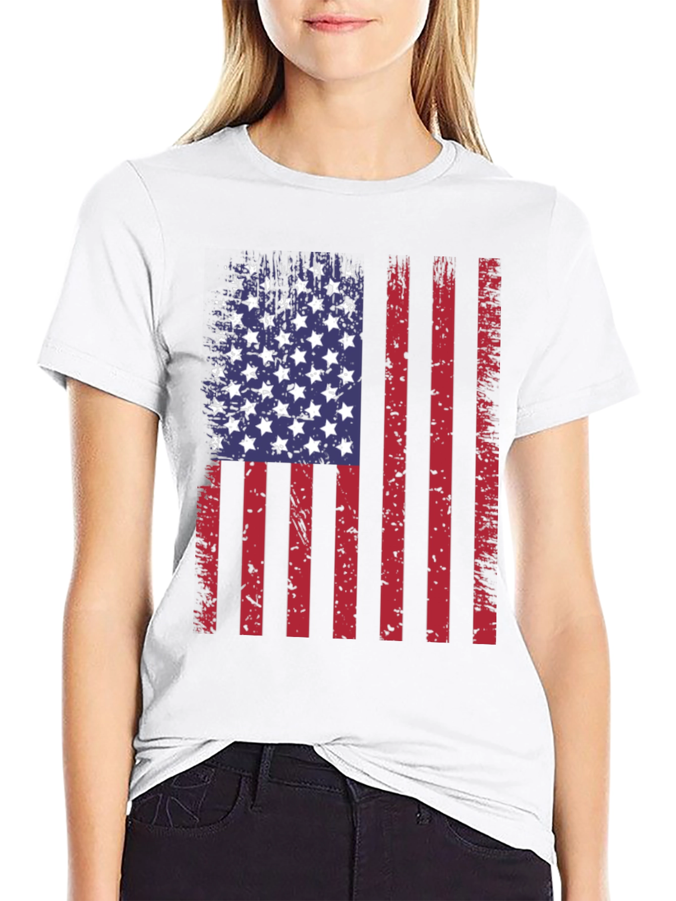 Distressed American Flag Graphic T-Shirt