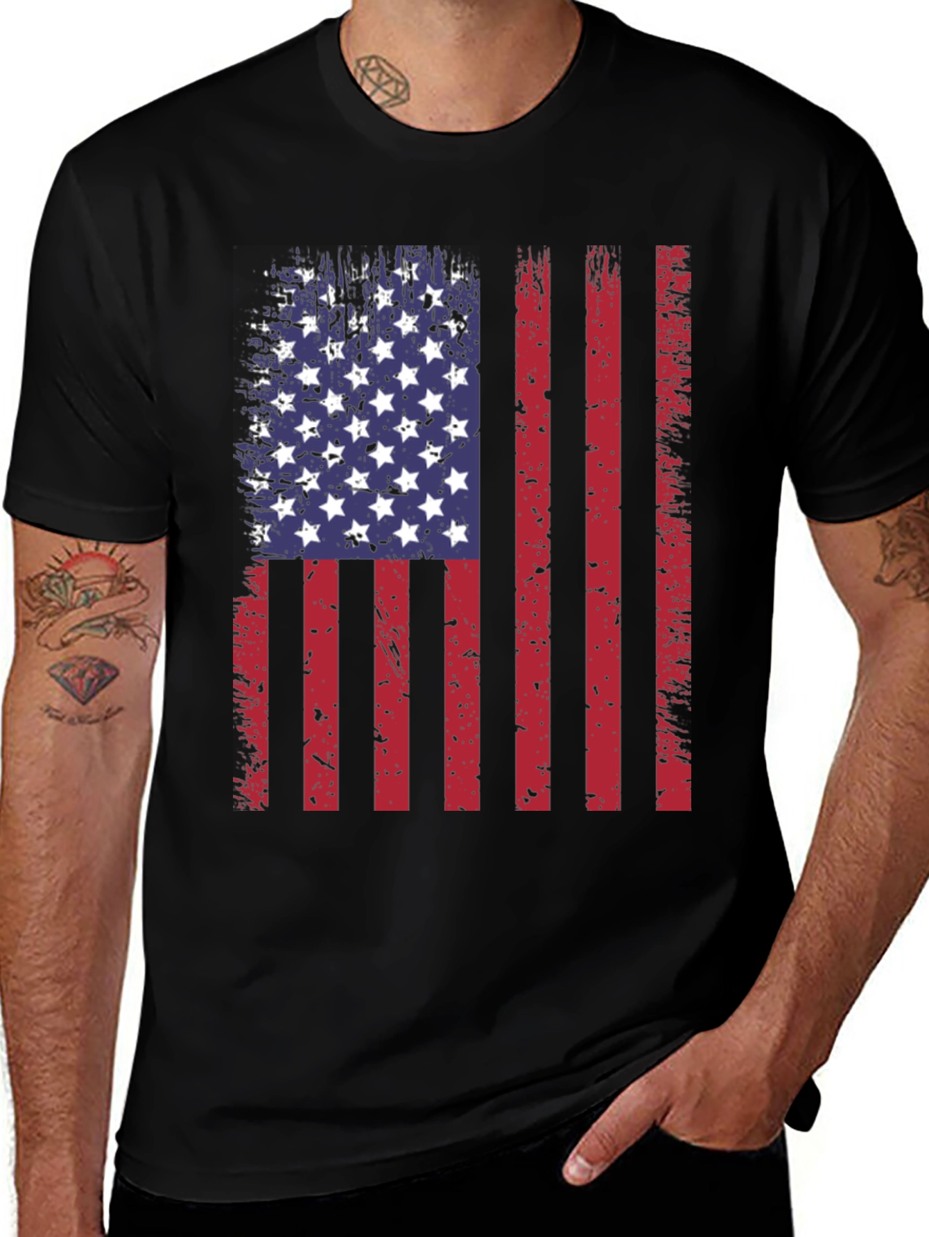 Distressed American Flag Graphic T-Shirt