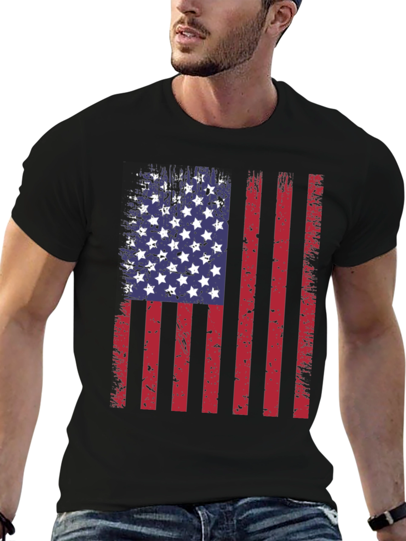 Distressed American Flag Graphic T-Shirt