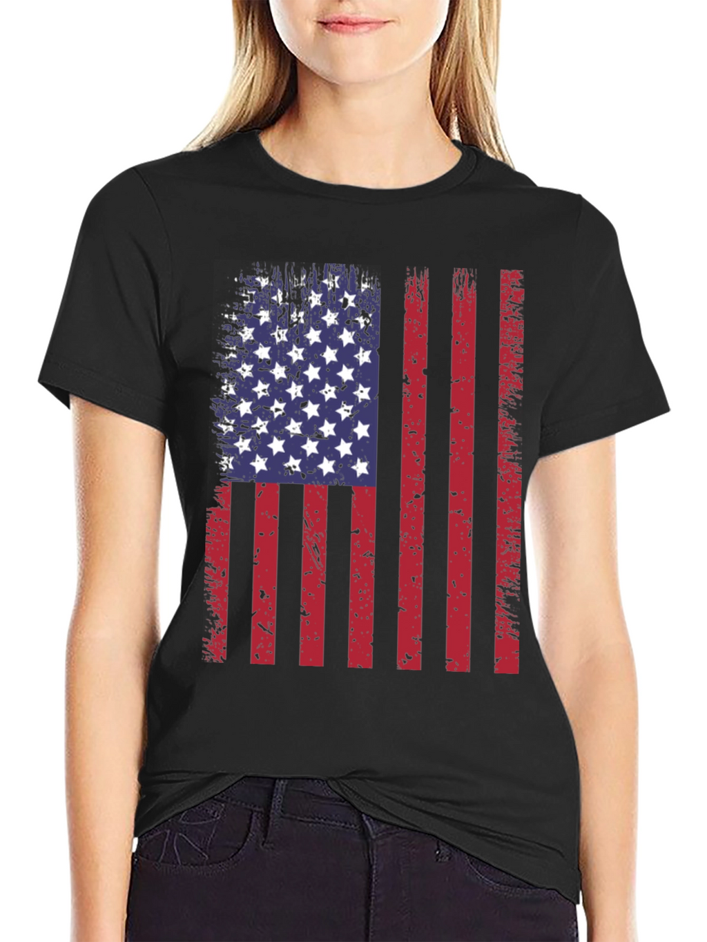Distressed American Flag Graphic T-Shirt