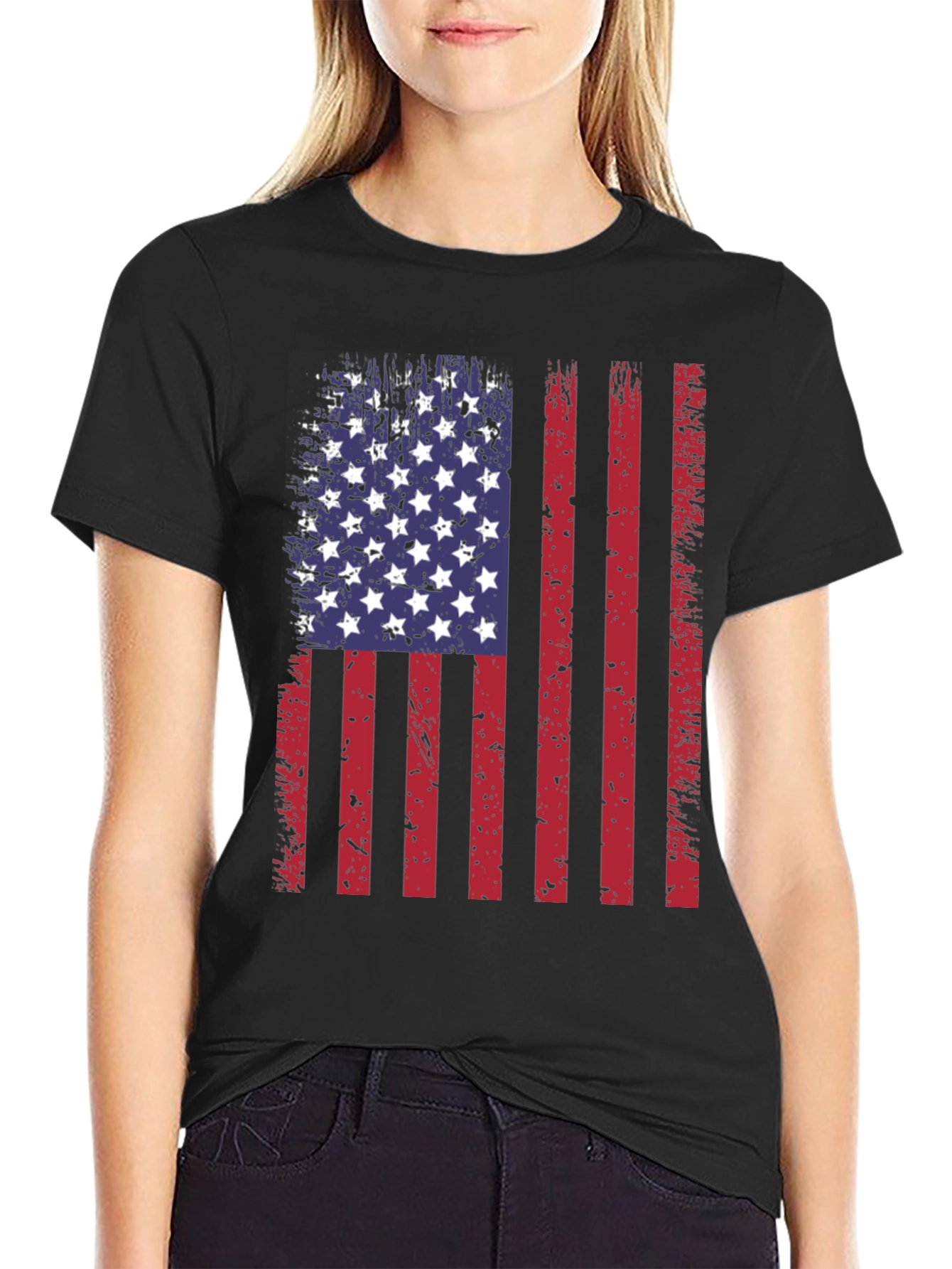 Distressed American Flag Graphic T-Shirt
