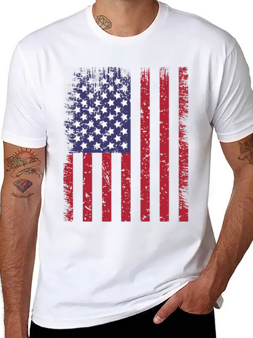 Distressed American Flag Graphic T-Shirt