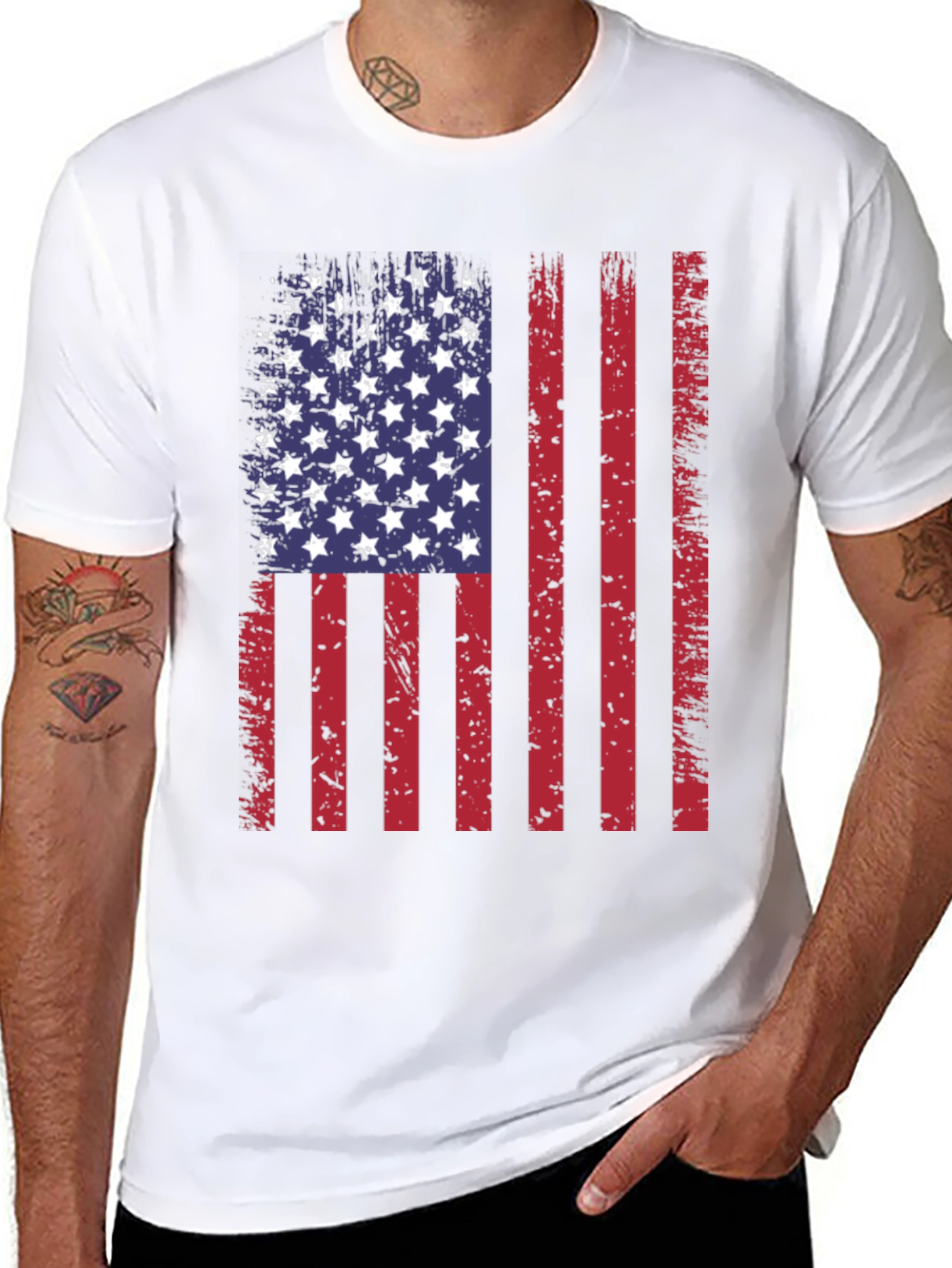 Distressed American Flag Graphic T-Shirt