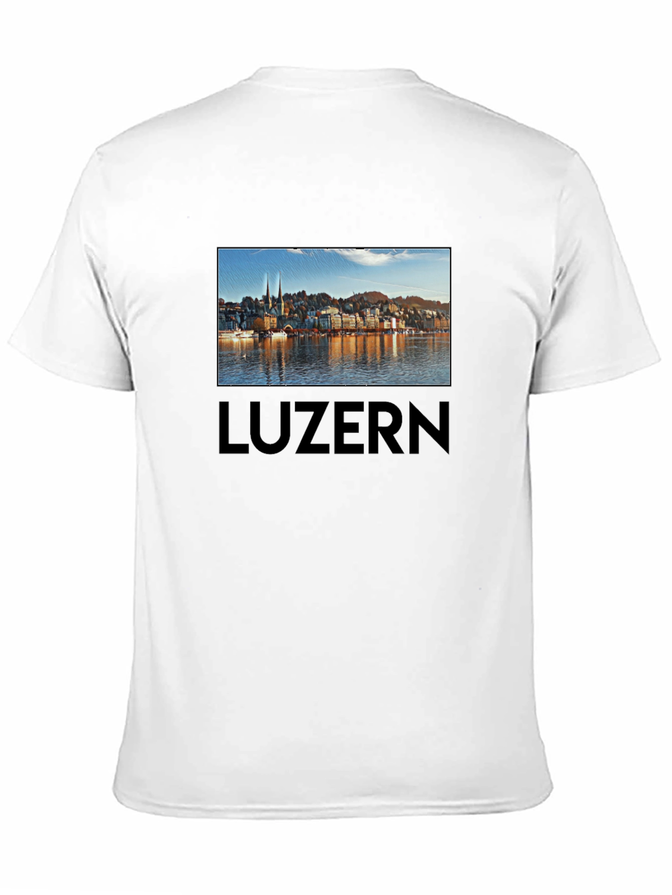 Lucerne Cityscape T-Shirt - Black Cotton Tee