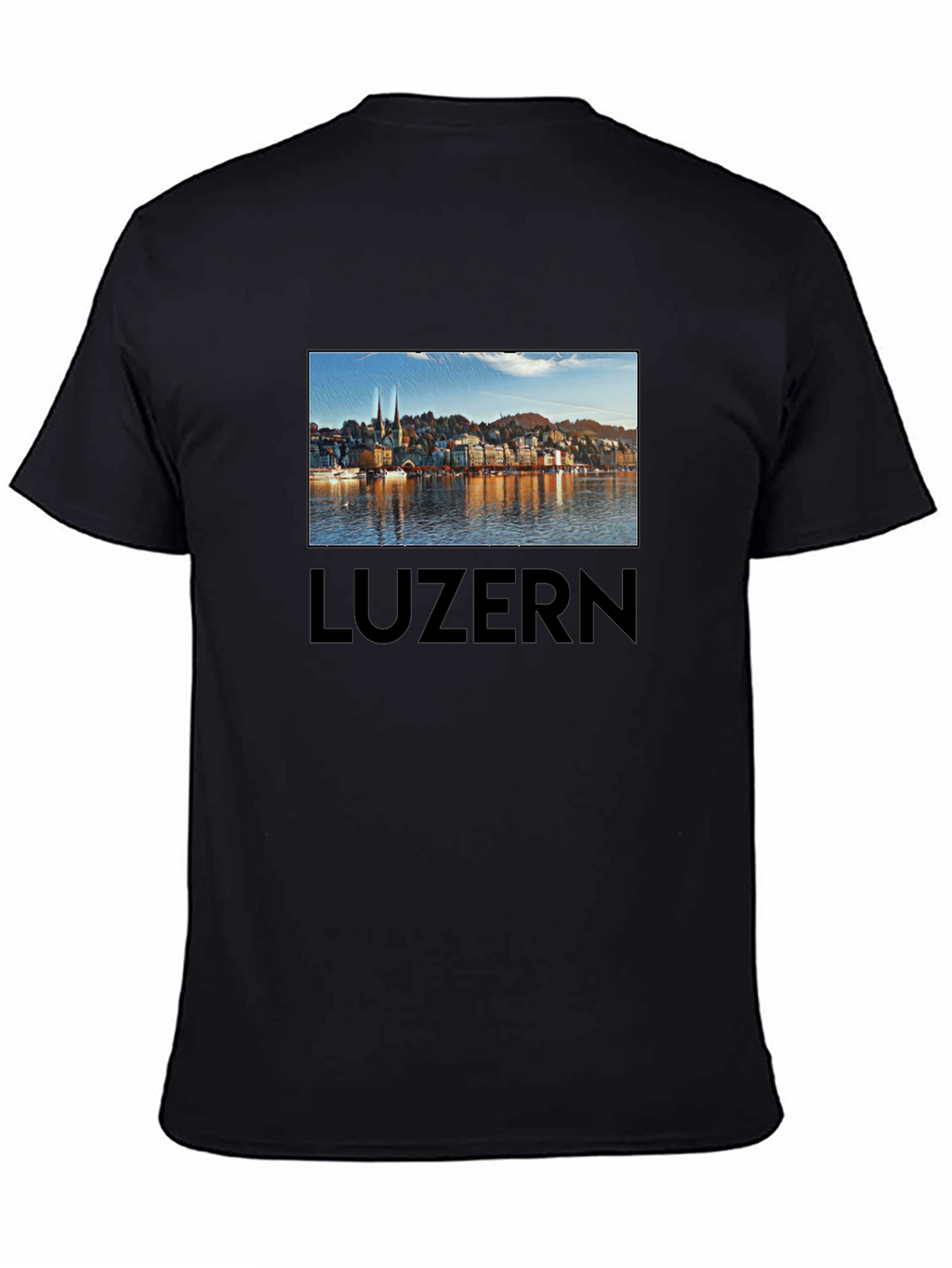 Lucerne Cityscape T-Shirt - Black Cotton Tee