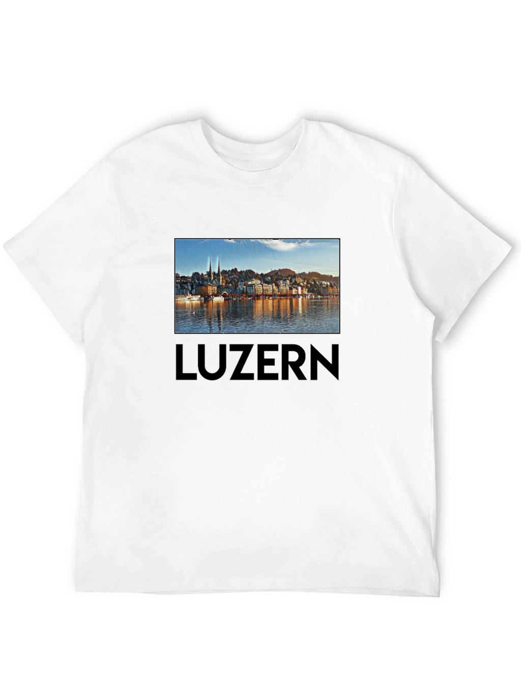 Lucerne Cityscape T-Shirt - Black Cotton Tee