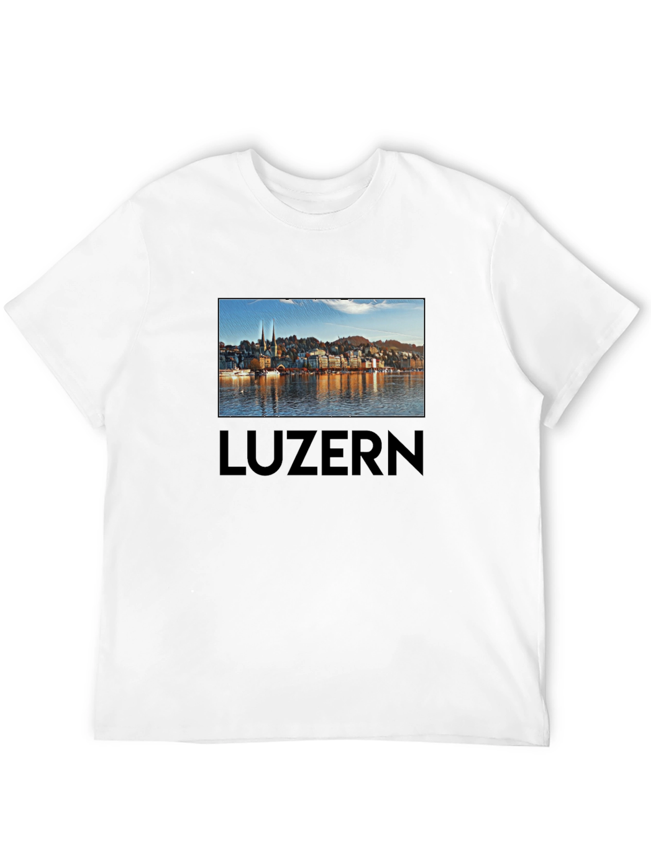 Lucerne Cityscape T-Shirt - Black Cotton Tee