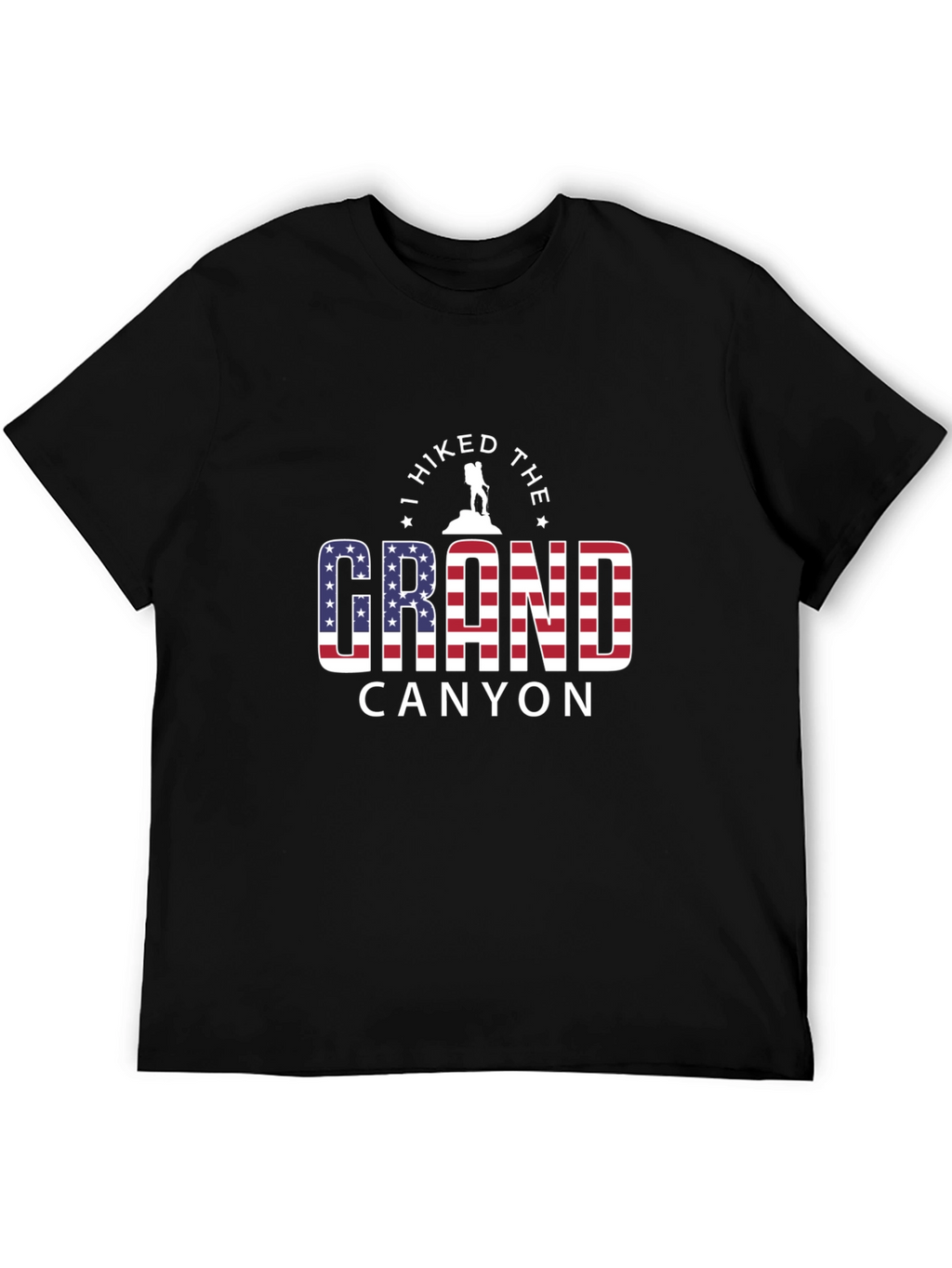 Grand Canyon Hiker Graphic Tee - American Flag Design