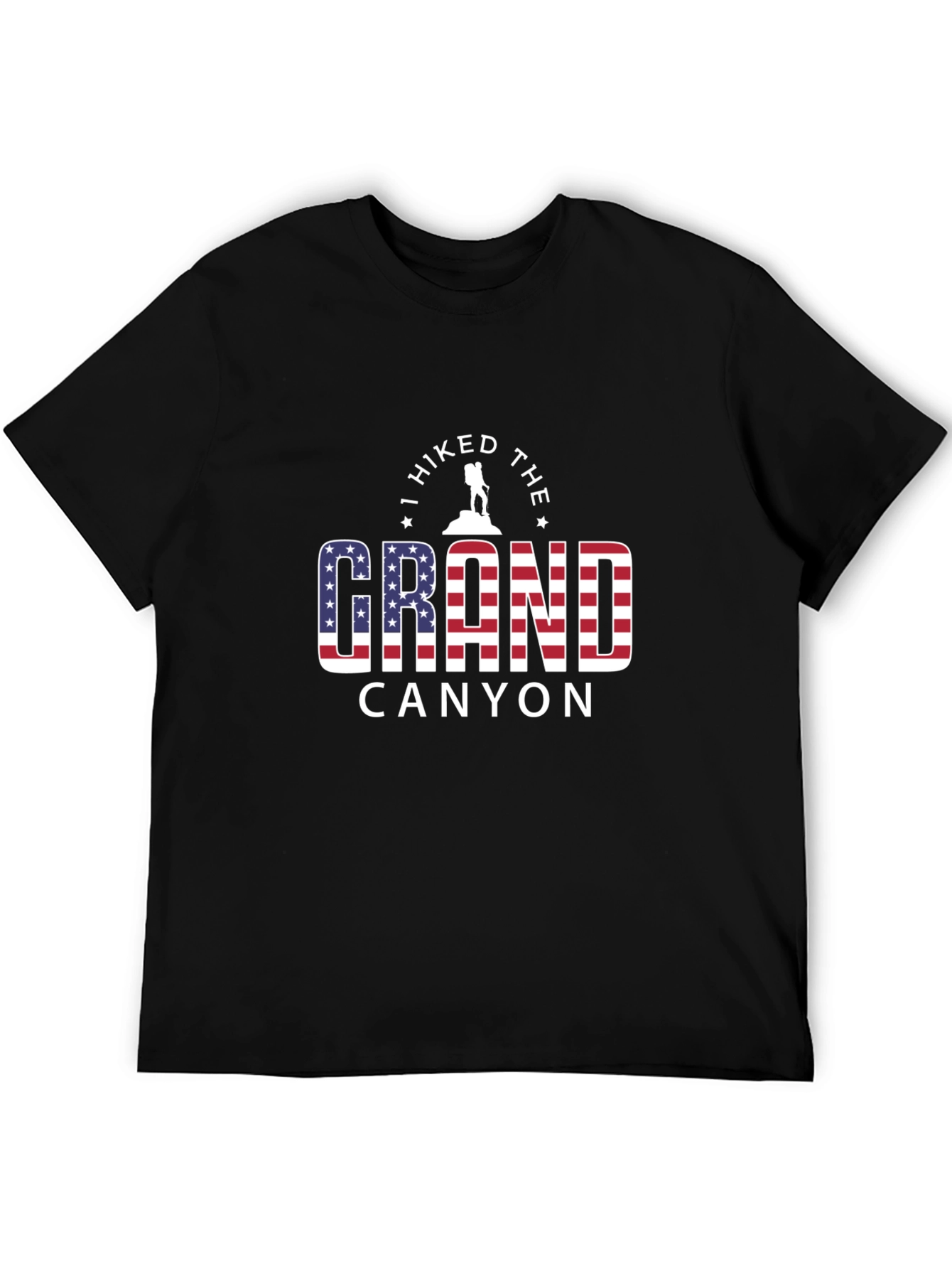 Grand Canyon Hiker Graphic Tee - American Flag Design
