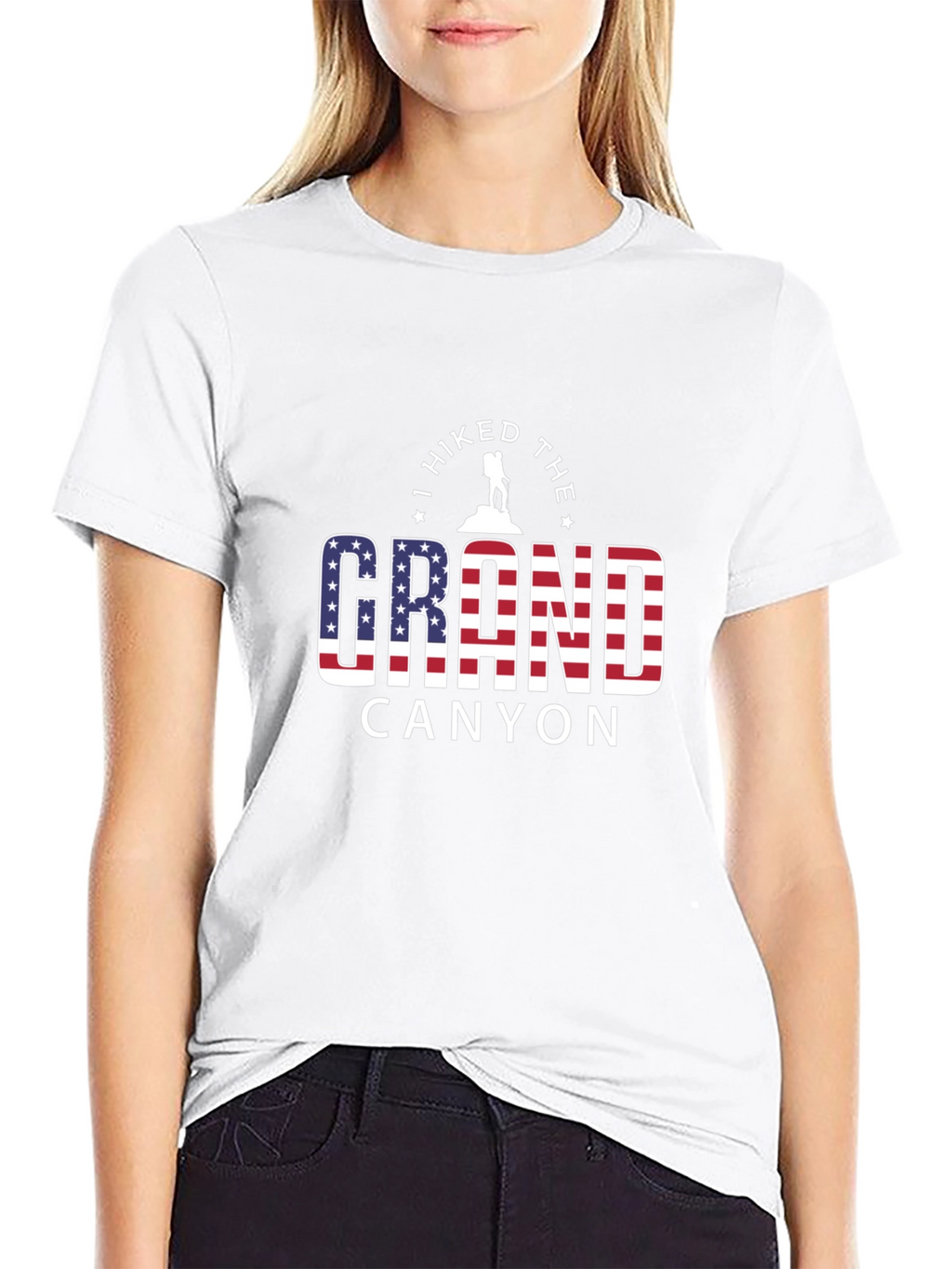 Grand Canyon Hiker Graphic Tee - American Flag Design