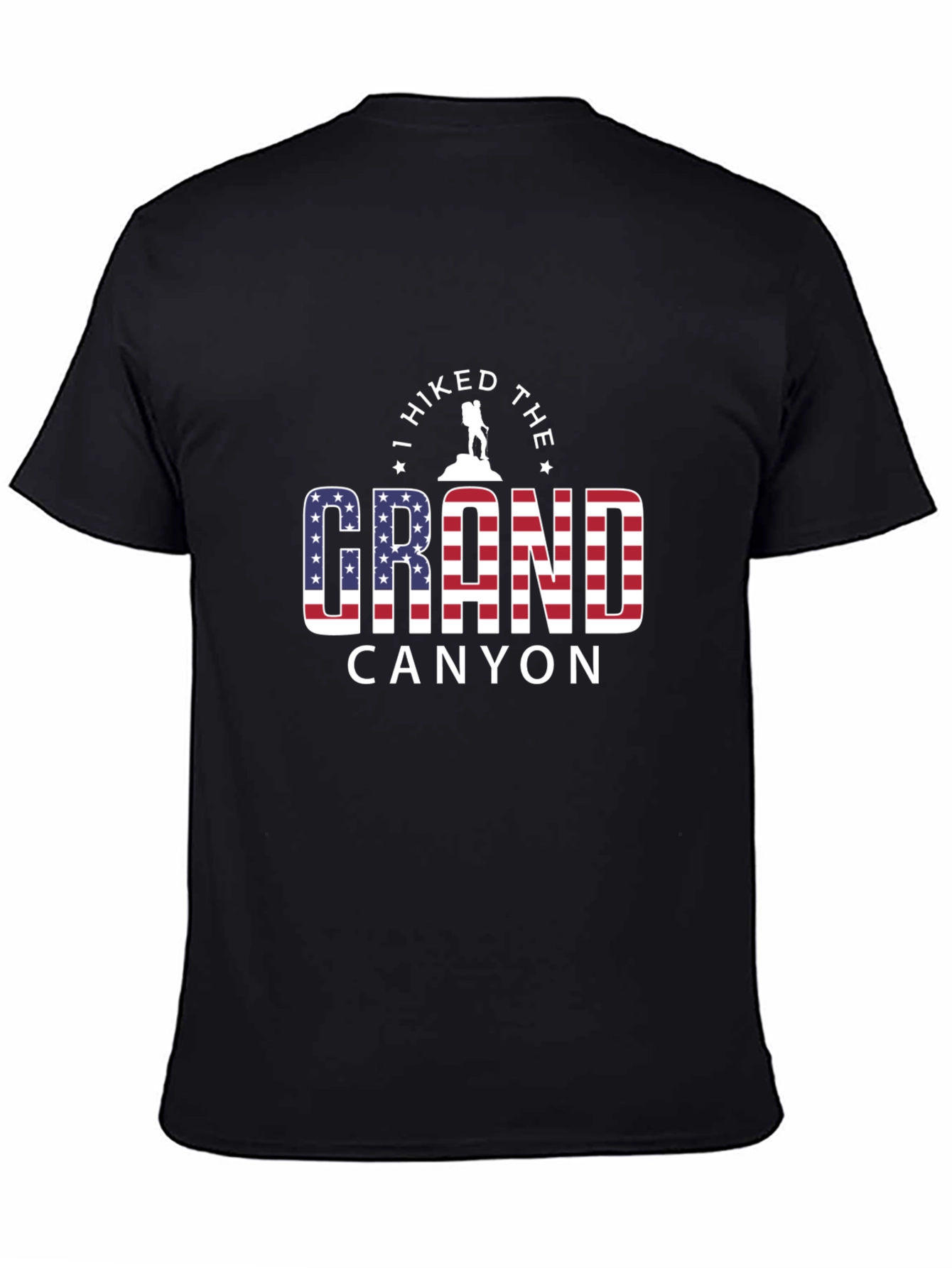 Grand Canyon Hiker Graphic Tee - American Flag Design