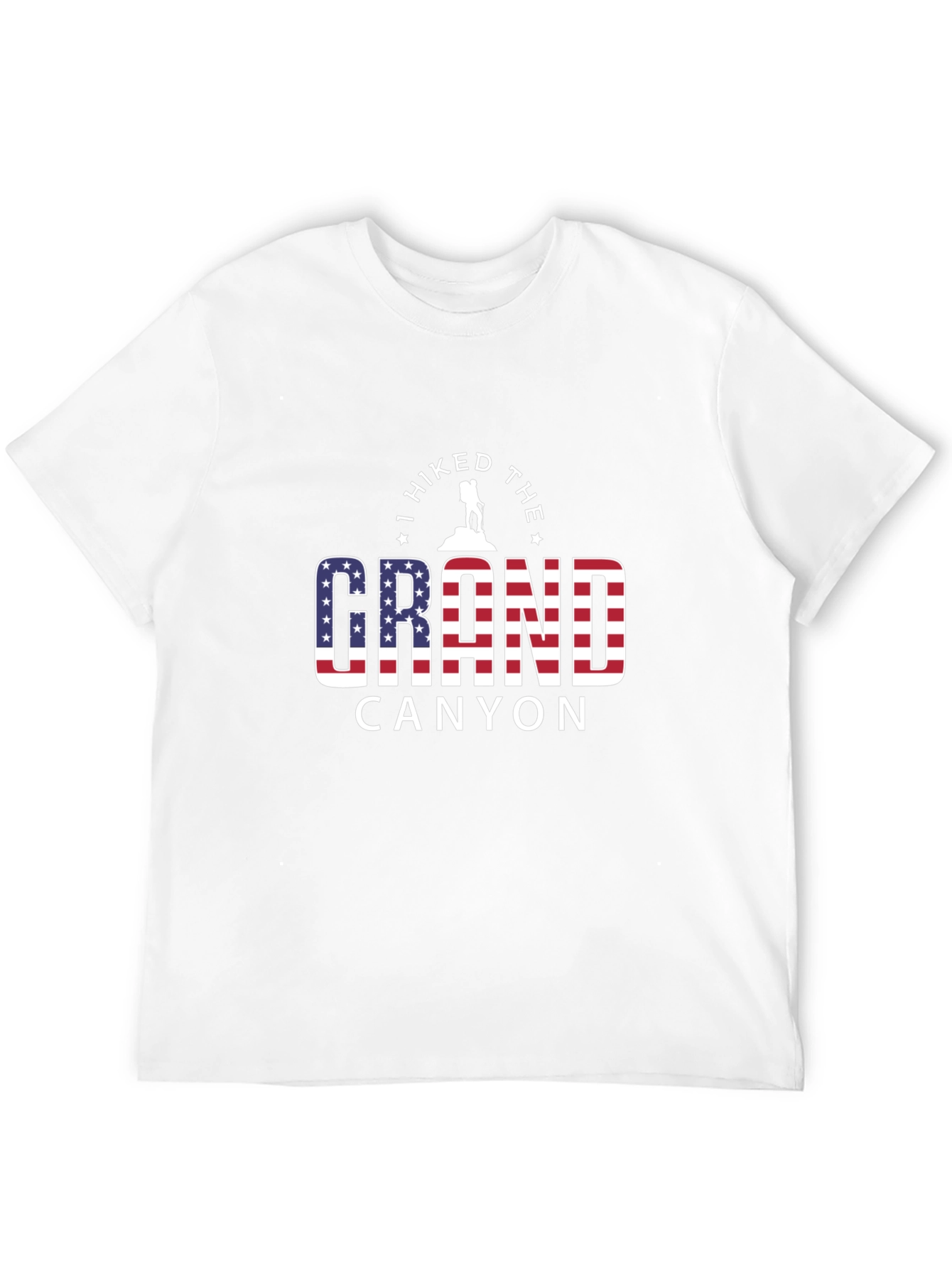 Grand Canyon Hiker Graphic Tee - American Flag Design