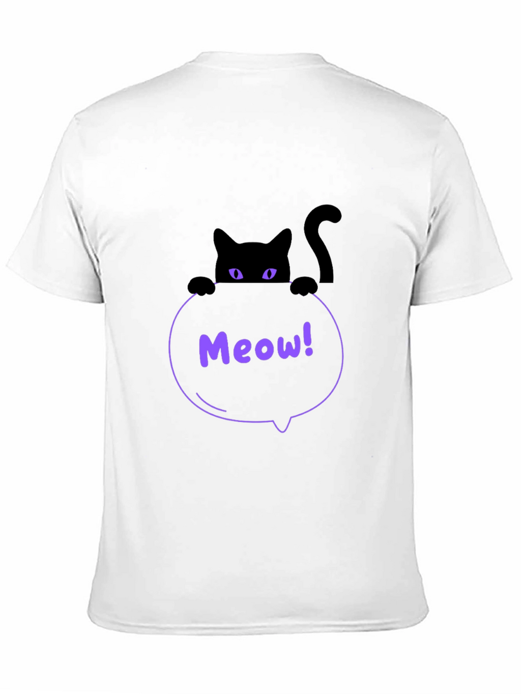 Mens Black Cat Meow T-Shirt