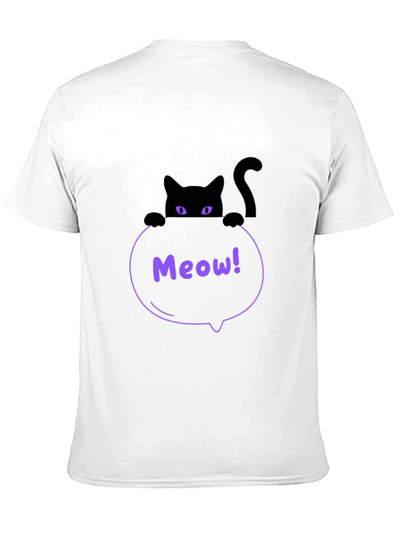 Mens Black Cat Meow T-Shirt