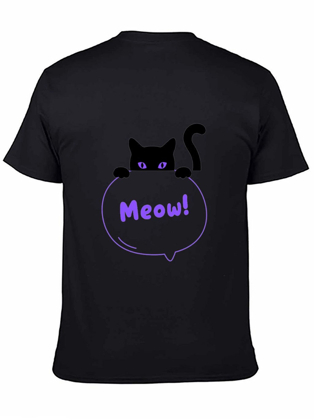 Mens Black Cat Meow T-Shirt