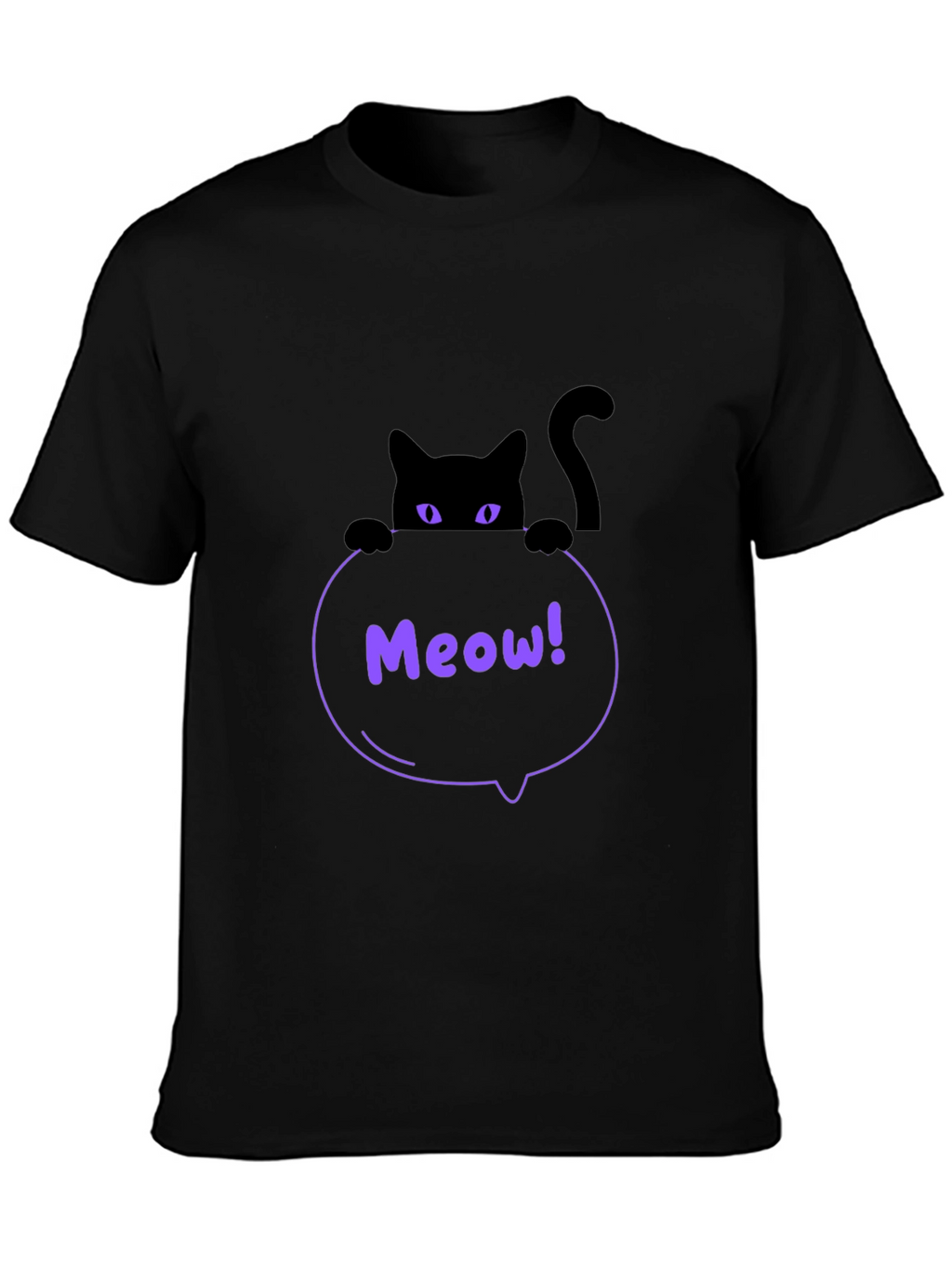 Mens Black Cat Meow T-Shirt