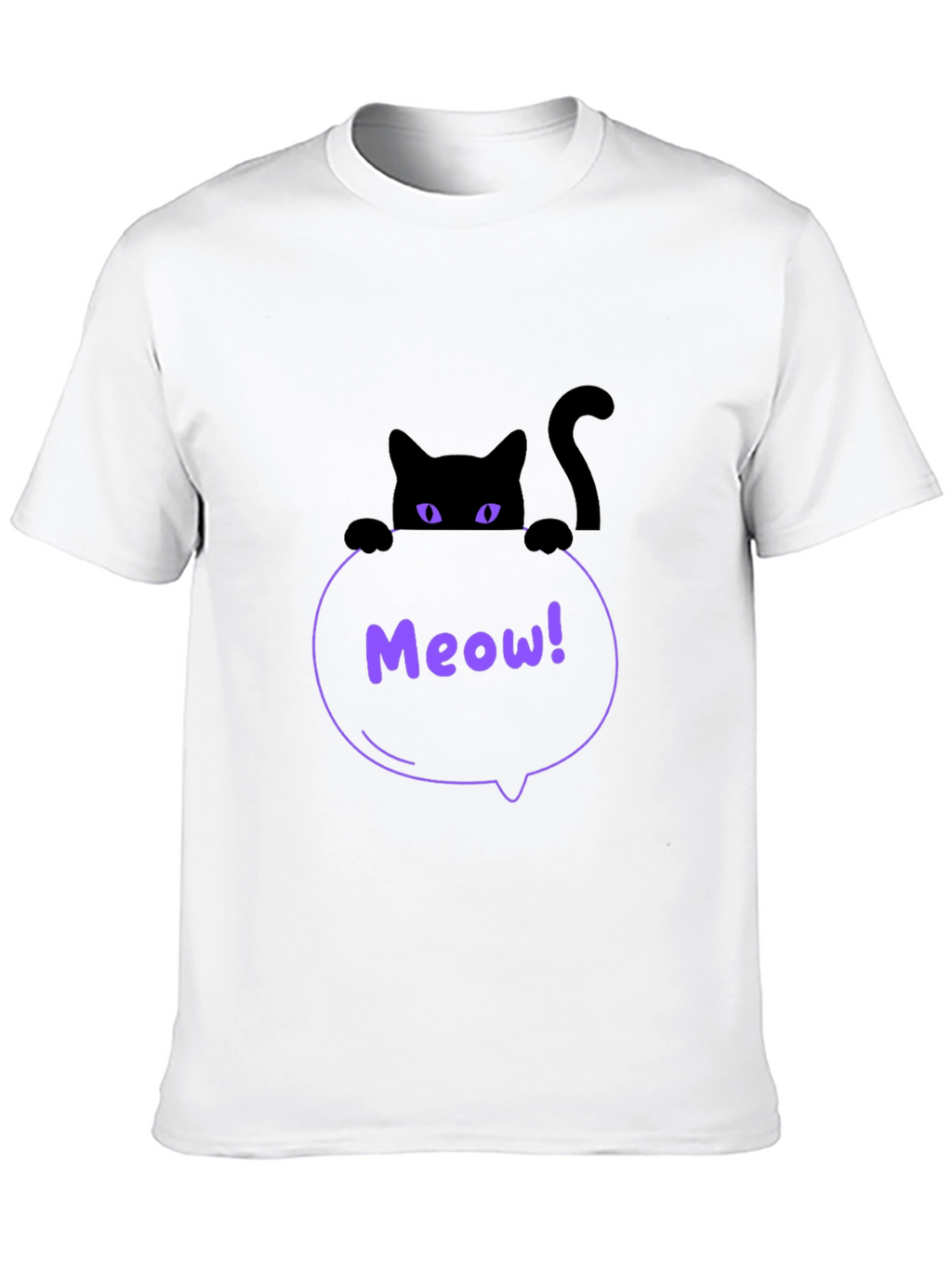 Mens Black Cat Meow T-Shirt