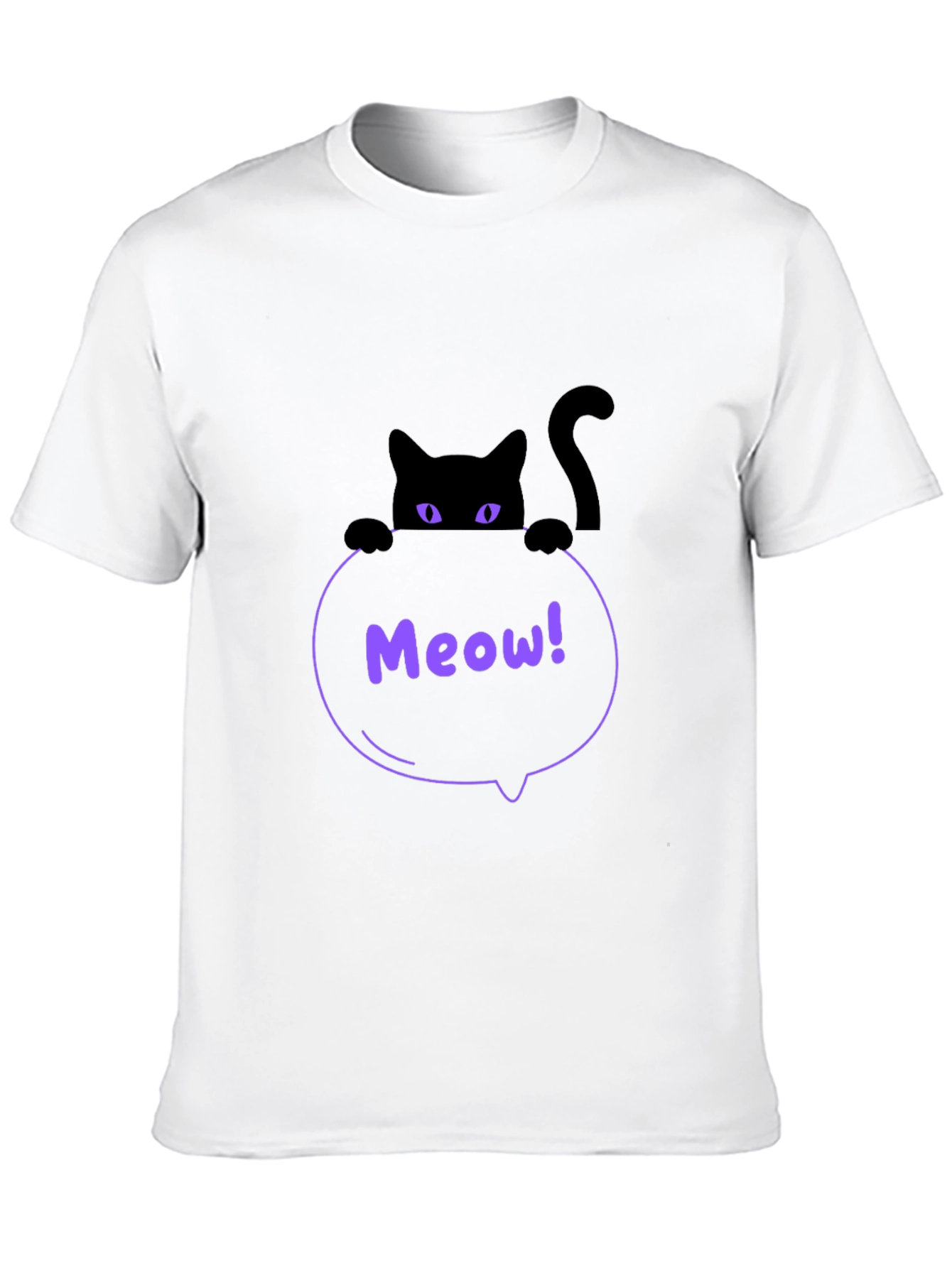 Mens Black Cat Meow T-Shirt