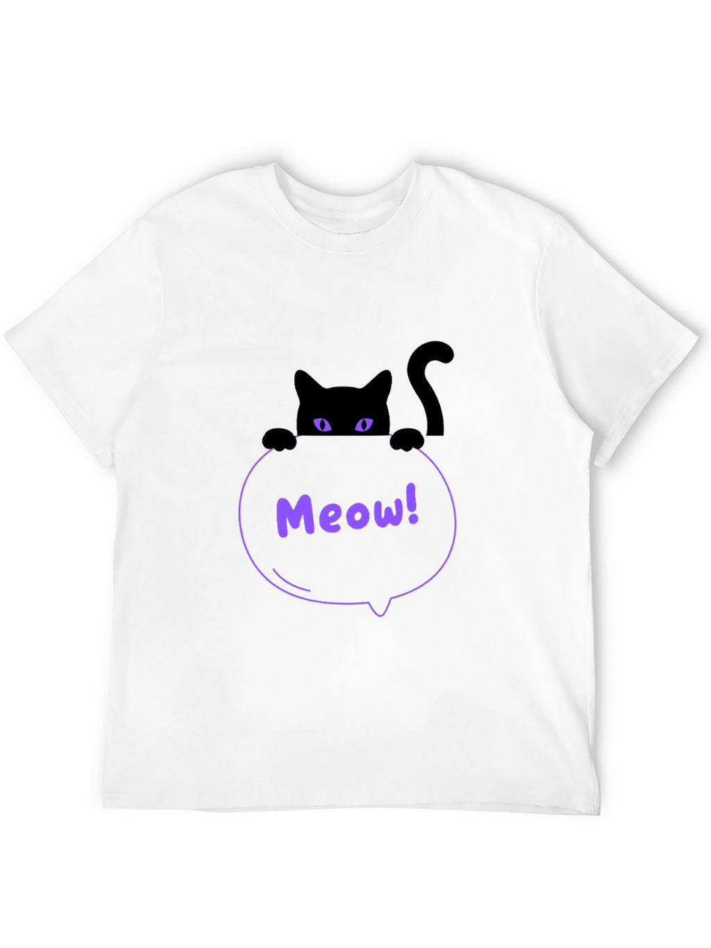 Mens Black Cat Meow T-Shirt