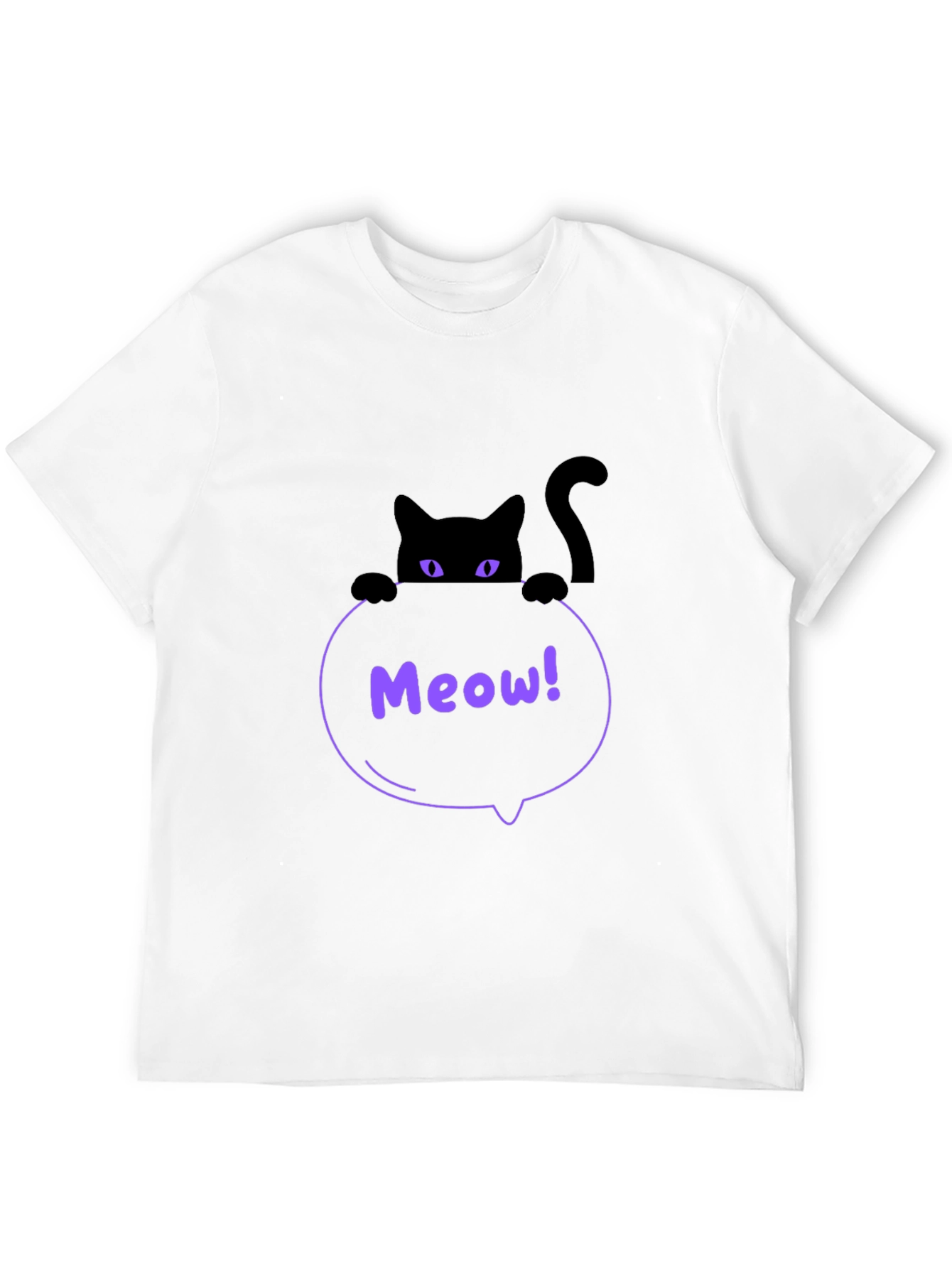 Mens Black Cat Meow T-Shirt