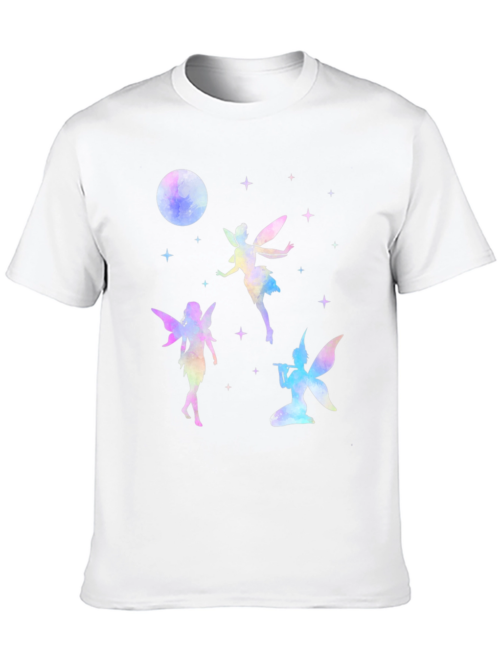 Fairy Moon Stars Graphic Tee - Whimsical Black T-Shirt