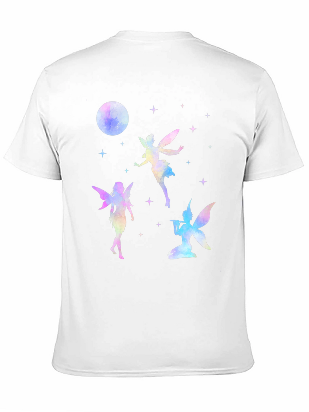 Fairy Moon Stars Graphic Tee - Whimsical Black T-Shirt