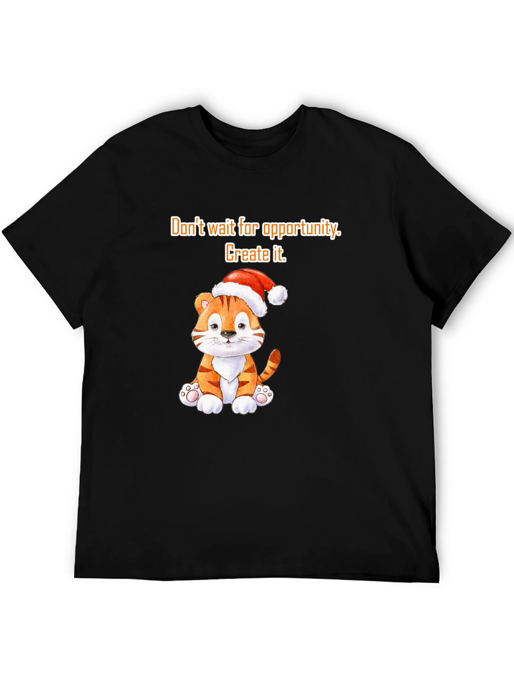 Opportunity Seeker Tee: Cute Tiger with Santa Hat