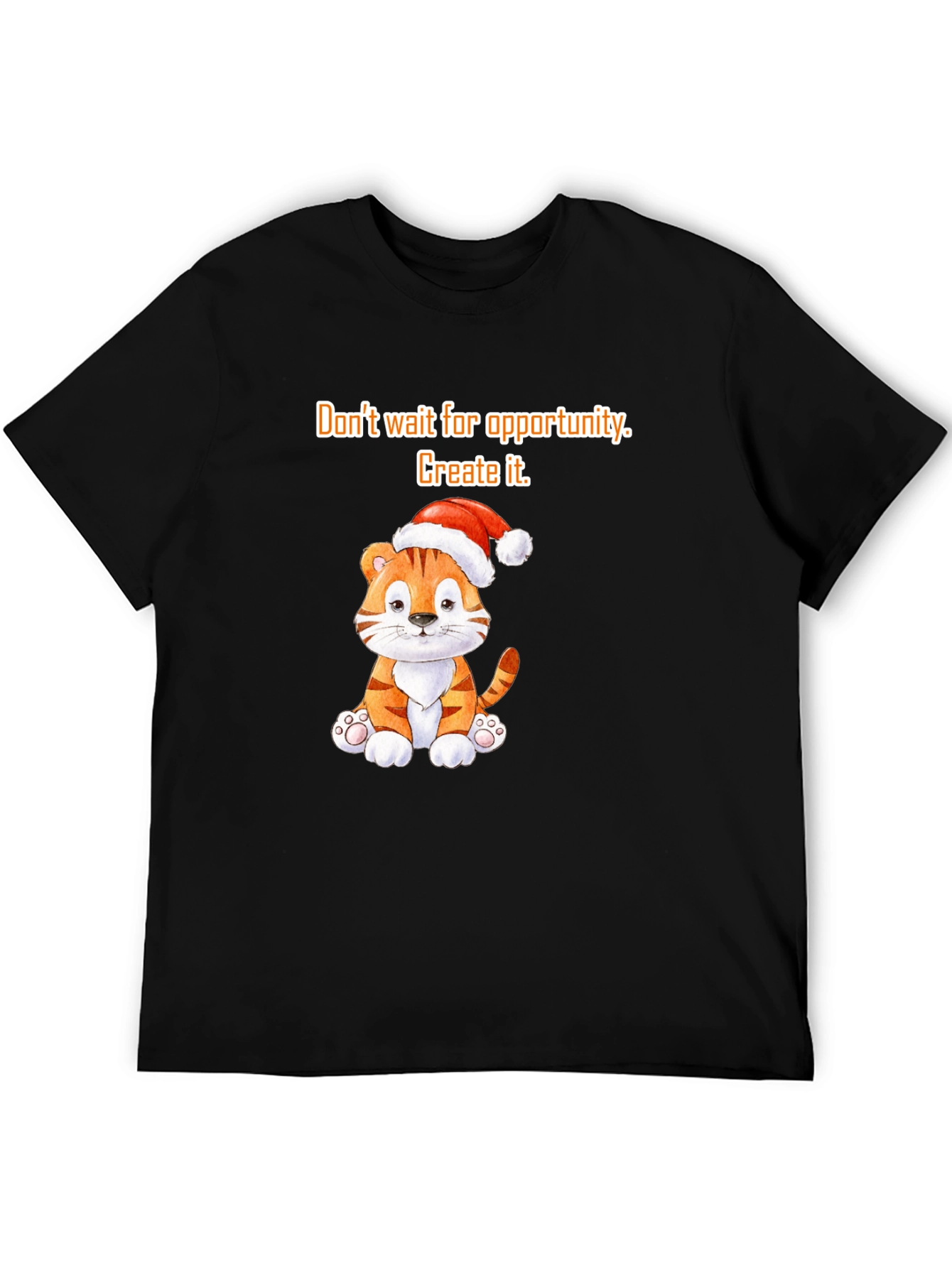 Opportunity Seeker Tee: Cute Tiger with Santa Hat
