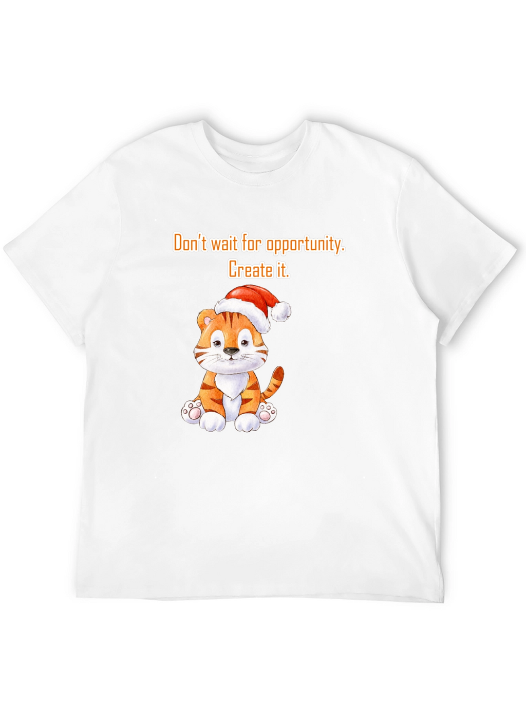 Opportunity Seeker Tee: Cute Tiger with Santa Hat