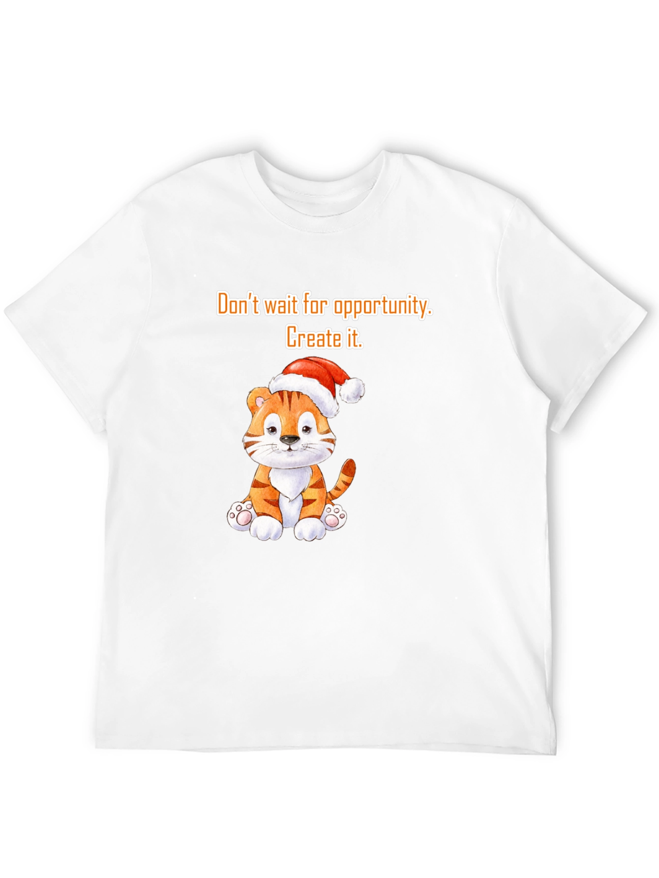 Opportunity Seeker Tee: Cute Tiger with Santa Hat