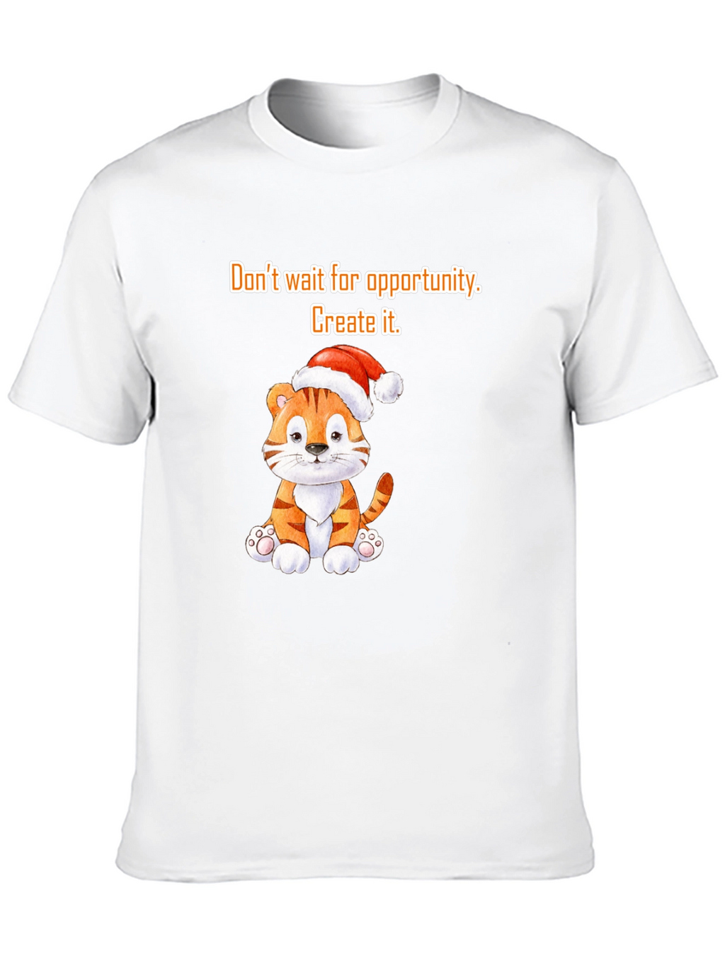 Opportunity Seeker Tee: Cute Tiger with Santa Hat