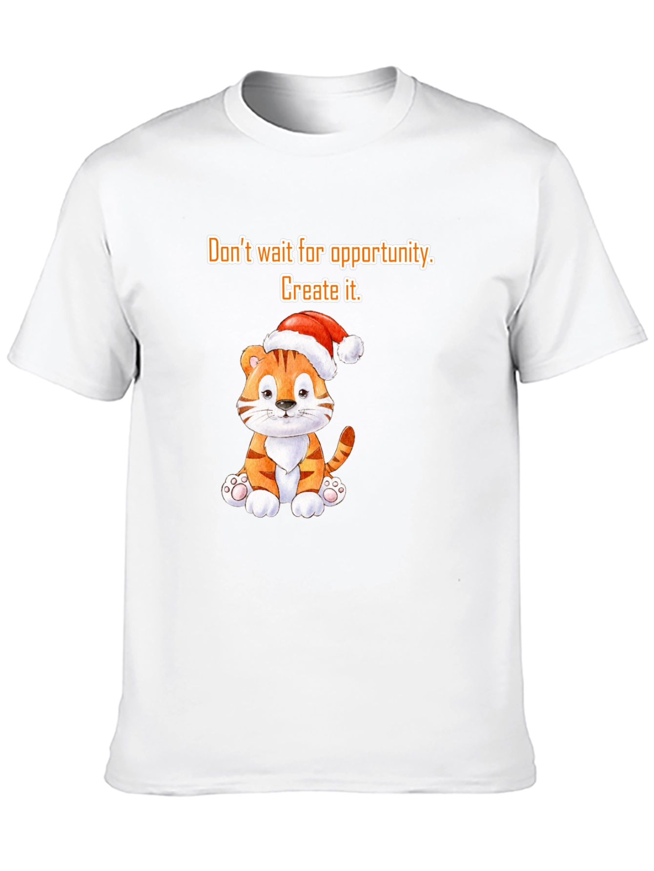 Opportunity Seeker Tee: Cute Tiger with Santa Hat