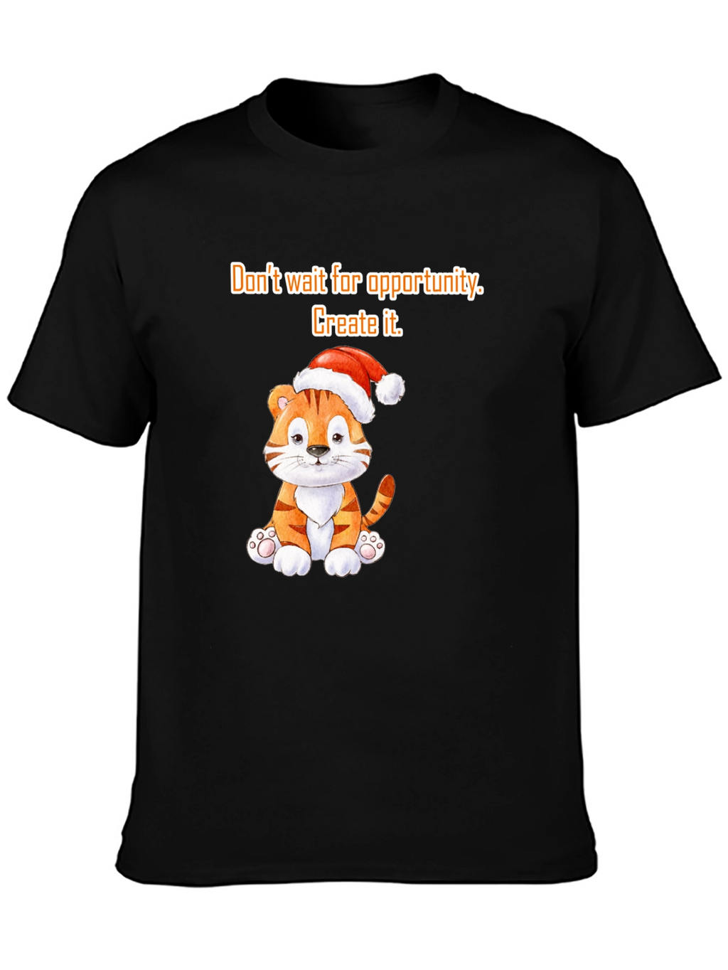 Opportunity Seeker Tee: Cute Tiger with Santa Hat
